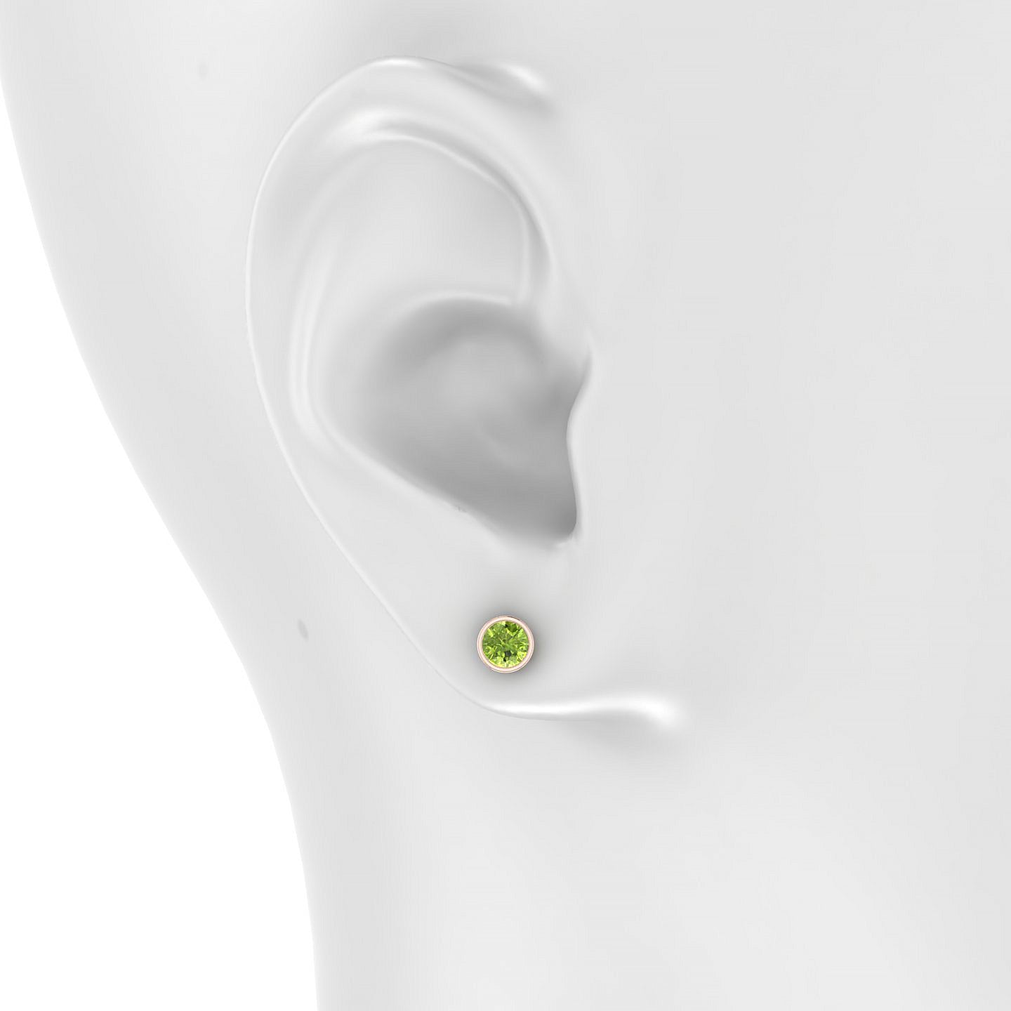 Glow | 18k Rose Gold 4.5 mm Round Peridot Earrings
