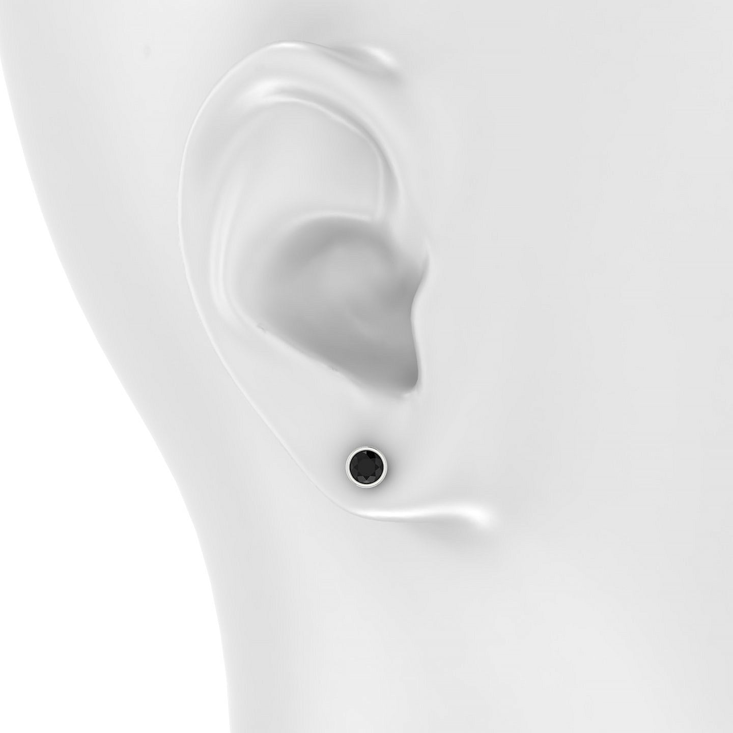 Glow | 18k White Gold 4.5 mm Round Black Diamond Earrings