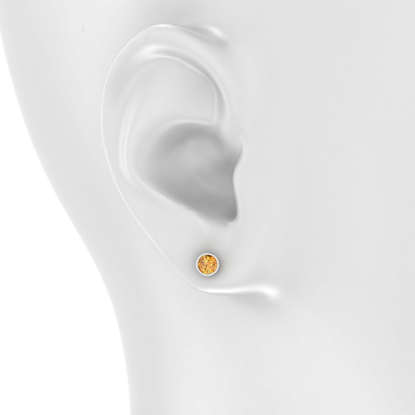 Glow | 18k White Gold 4.5 mm Round Citrine Earrings