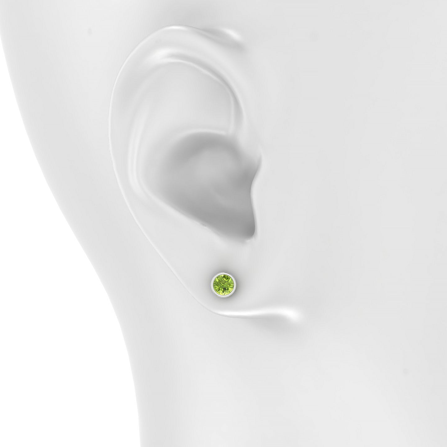 Glow | 18k White Gold 4.5 mm Round Peridot Earrings
