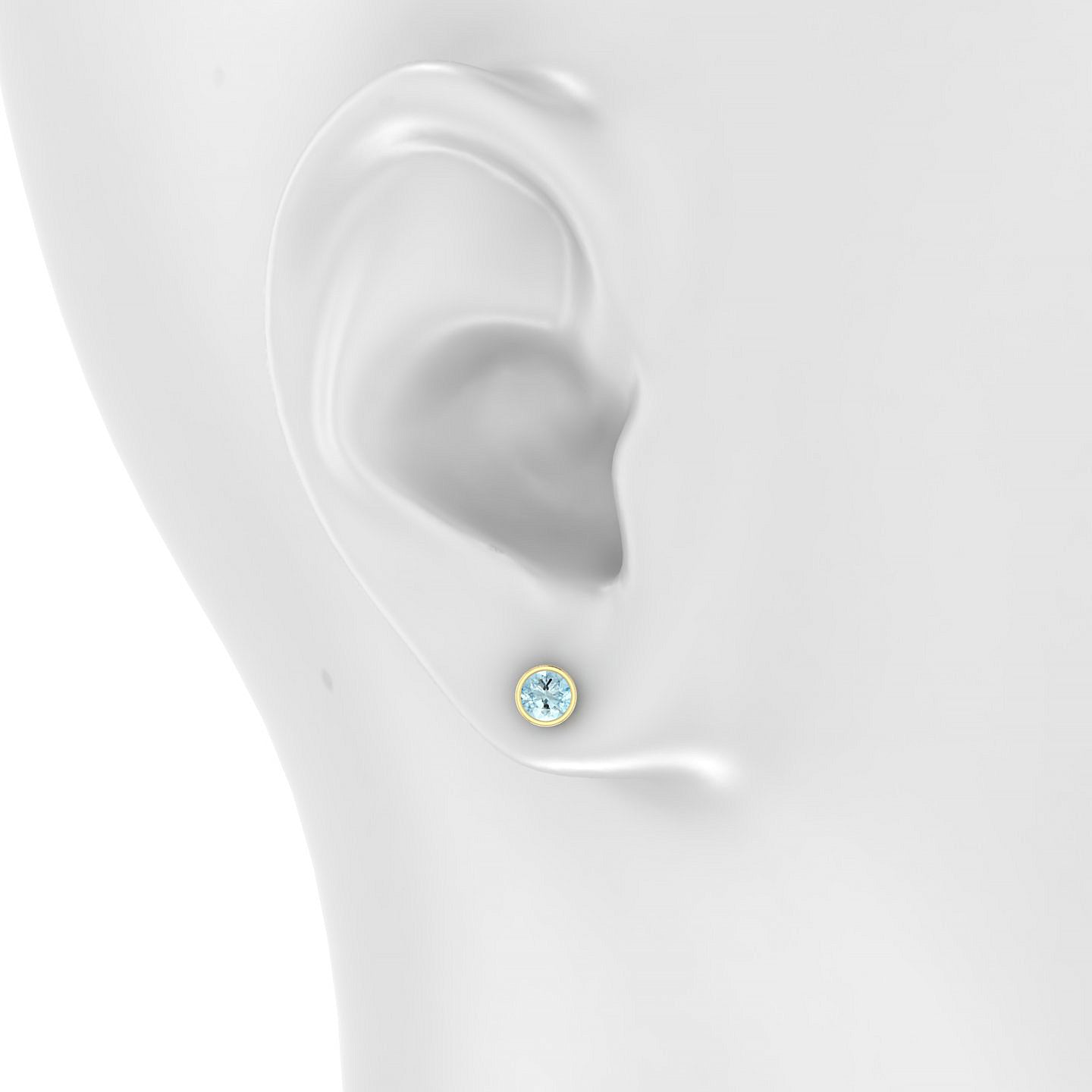Glow | 18k Yellow Gold 4.5 mm Round Aquamarine Earrings