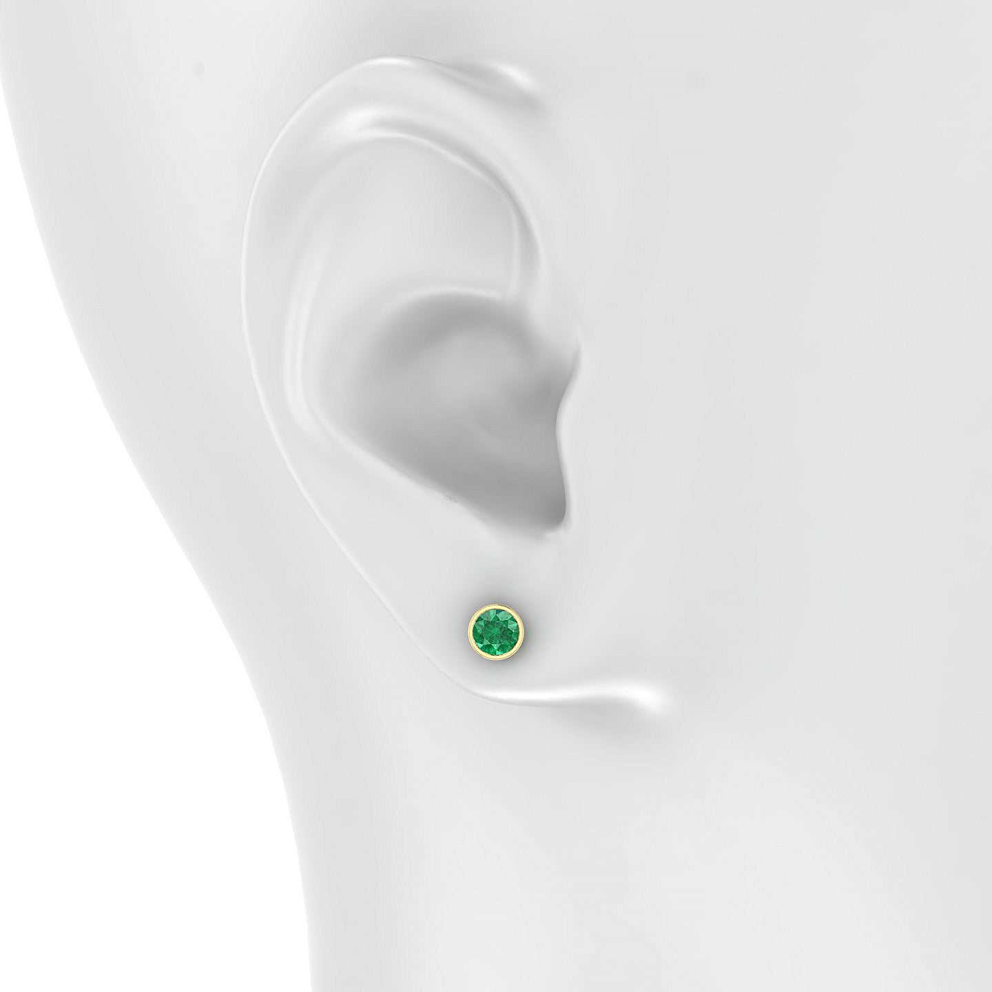 Glow | 18k Yellow Gold 4.5 mm Round Emerald Earrings