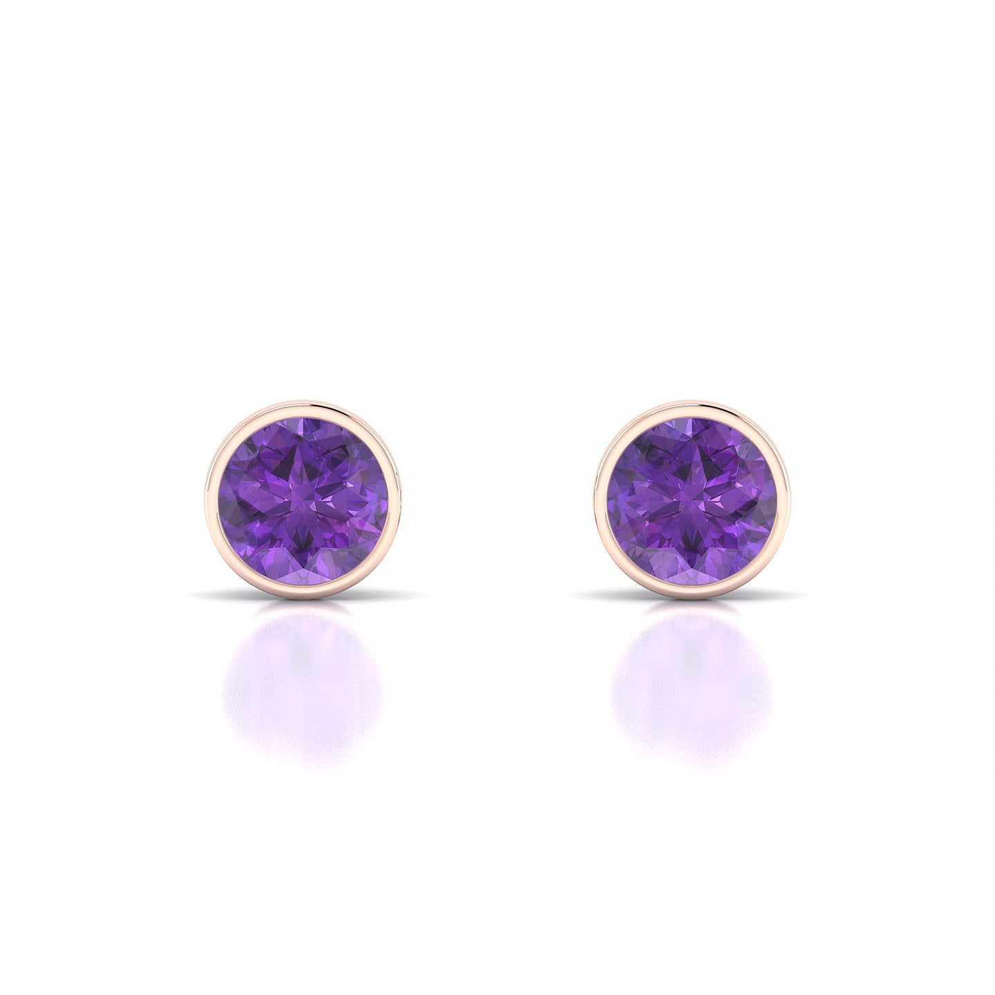 Glow | 18k Rose Gold 6 mm Round Amethyst Earrings