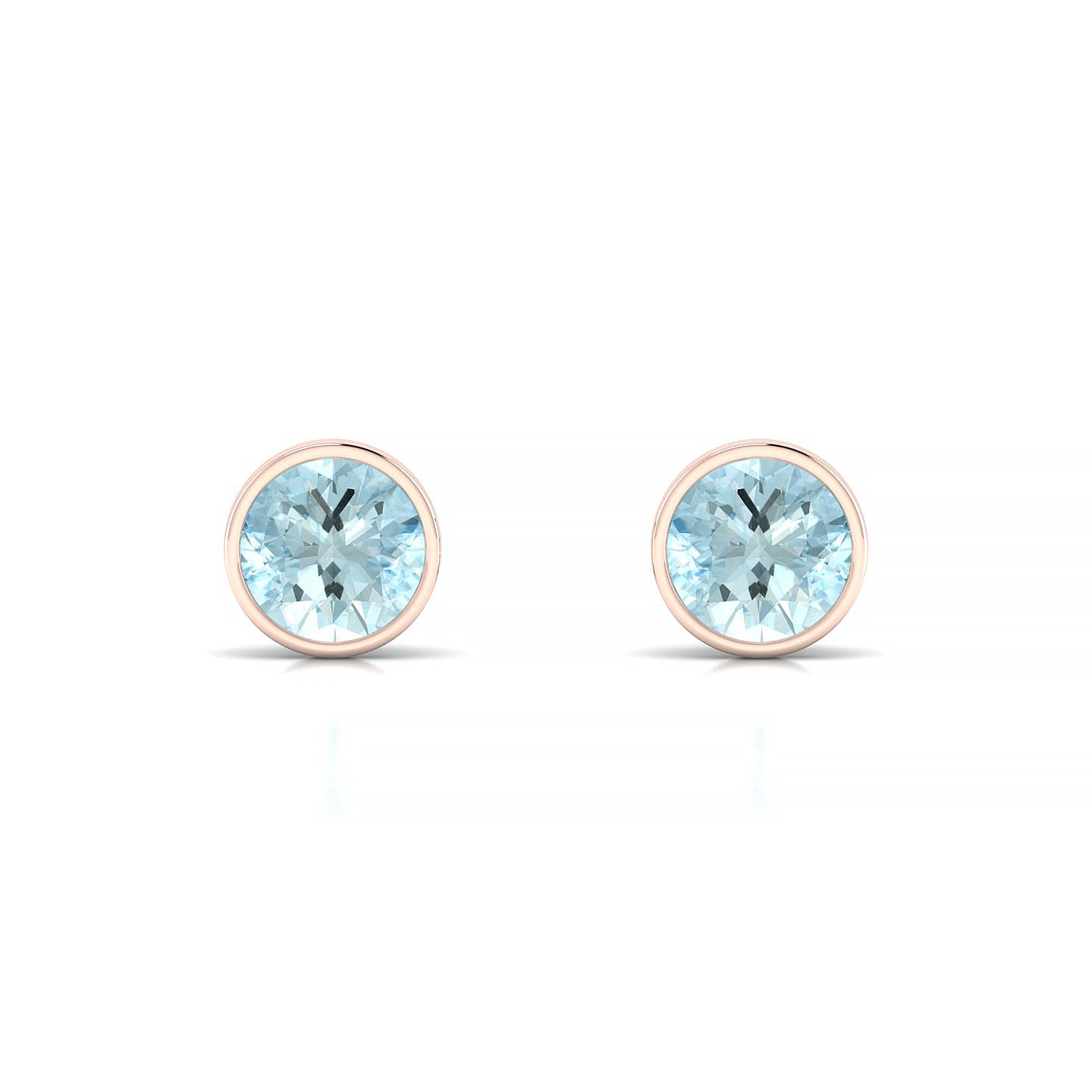 Glow | 18k Rose Gold 6 mm Round Aquamarine Earrings