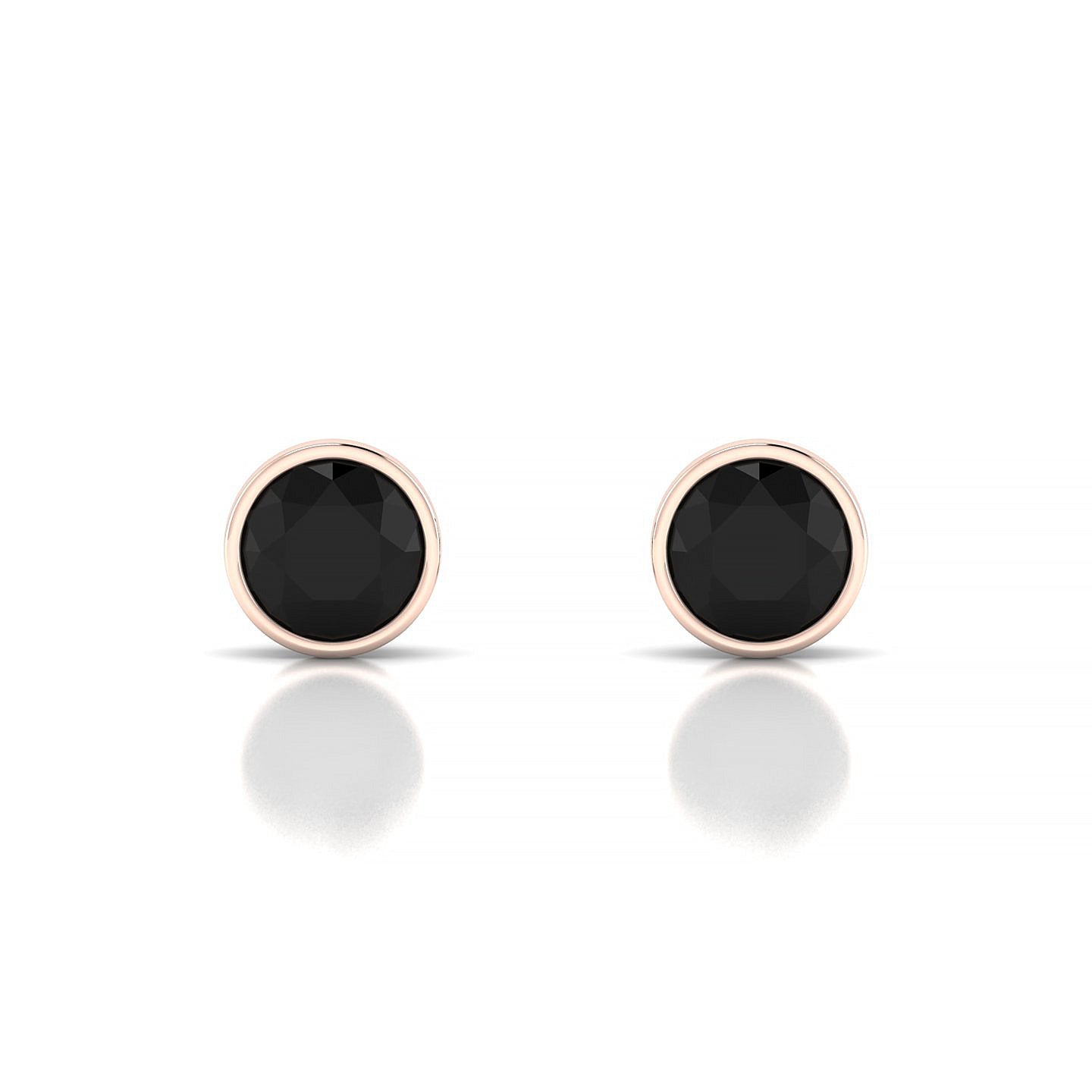 Glow | 18k Rose Gold 6 mm Round Black Diamond Earrings