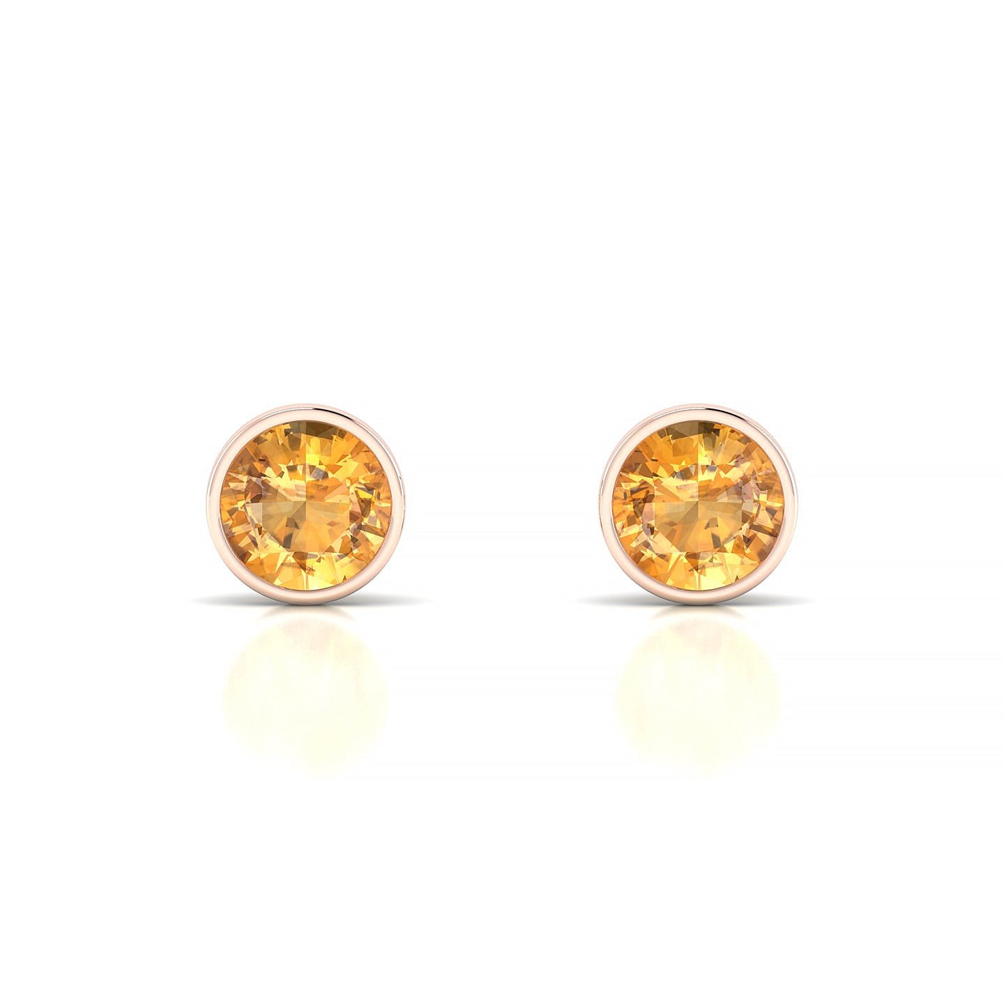 Glow | 18k Rose Gold 6 mm Round Citrine Earrings