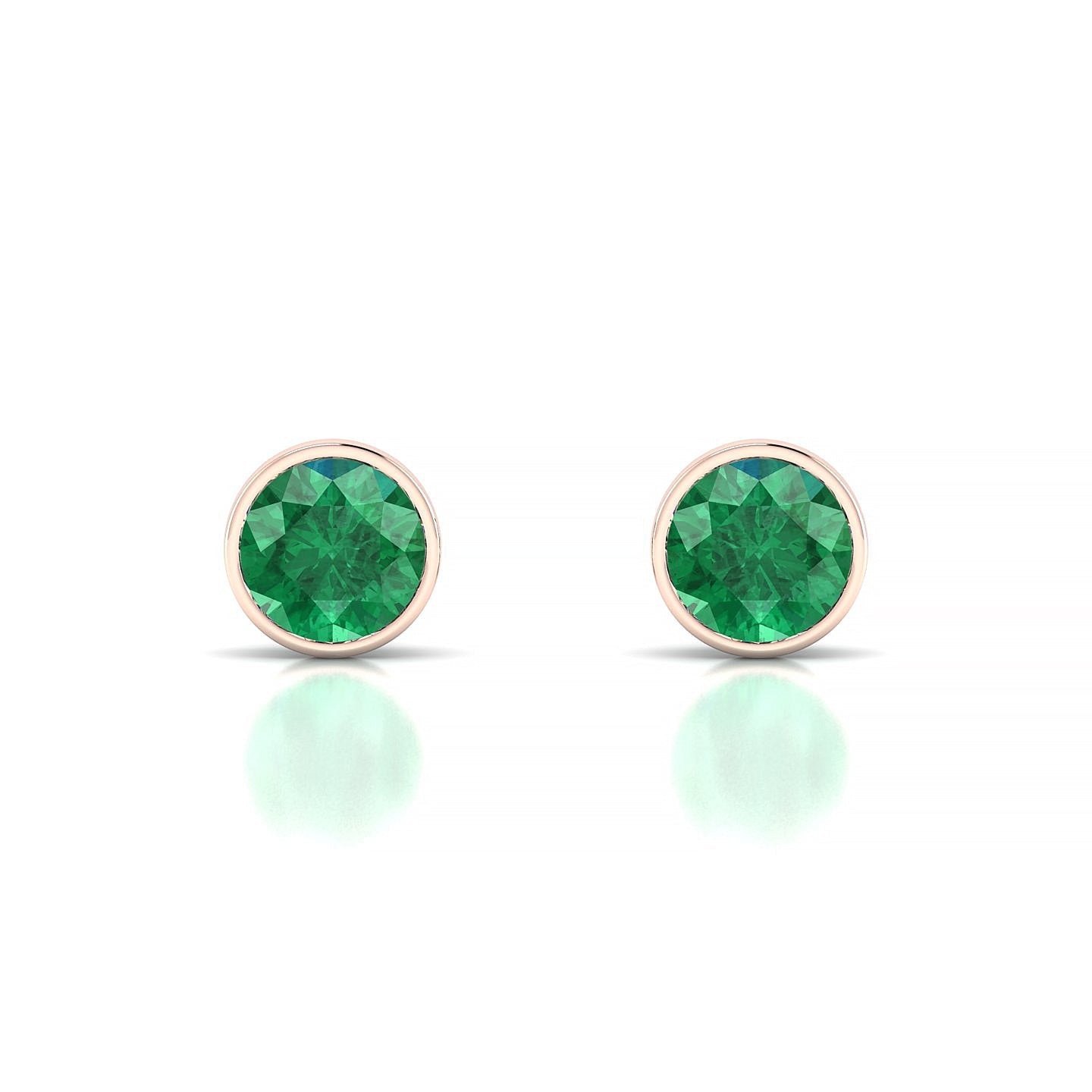 Glow | 18k Rose Gold 6 mm Round Emerald Earrings