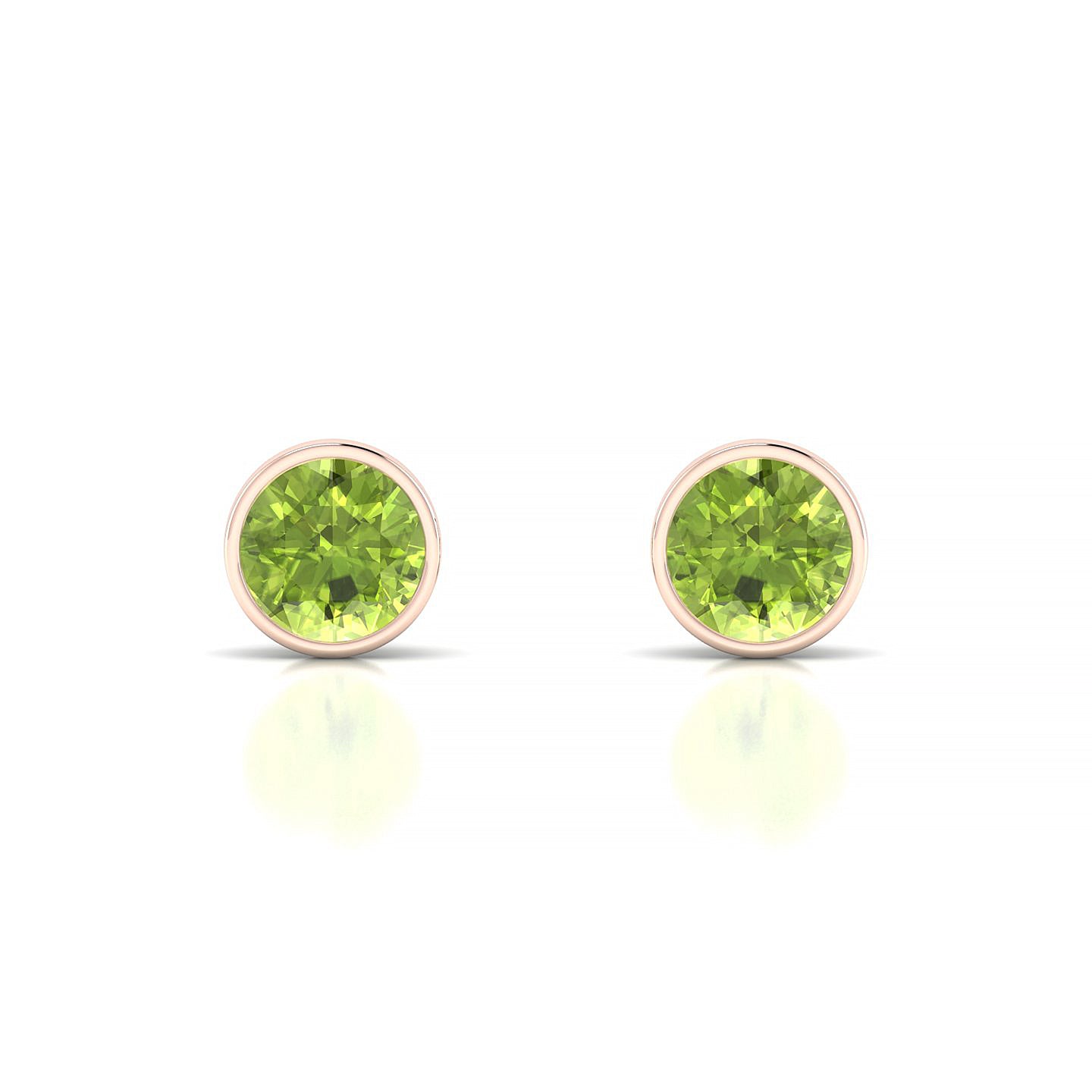 Glow | 18k Rose Gold 6 mm Round Peridot Earrings