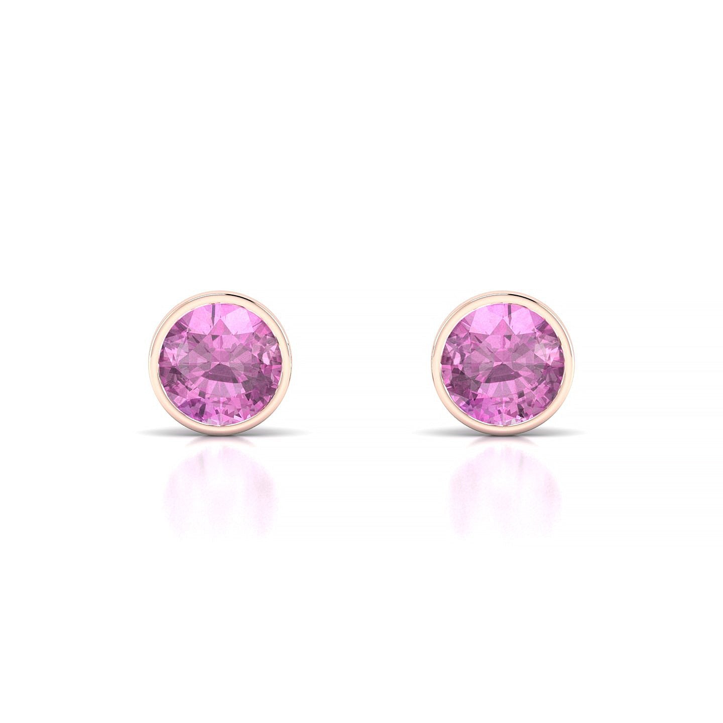 Glow | 18k Rose Gold 6 mm Round Pink Sapphire Earrings