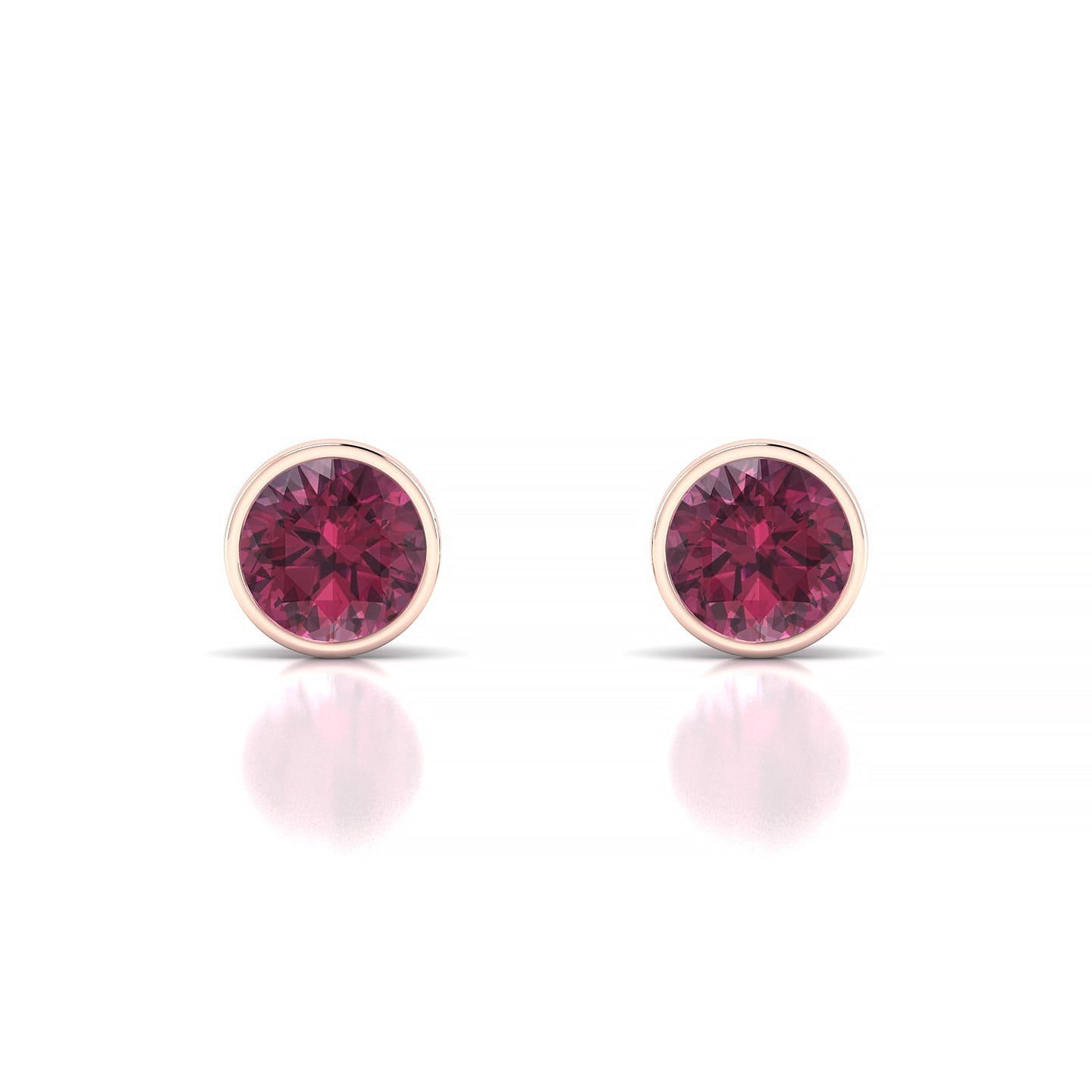 Glow | 18k Rose Gold 6 mm Round Rhodolite Earrings