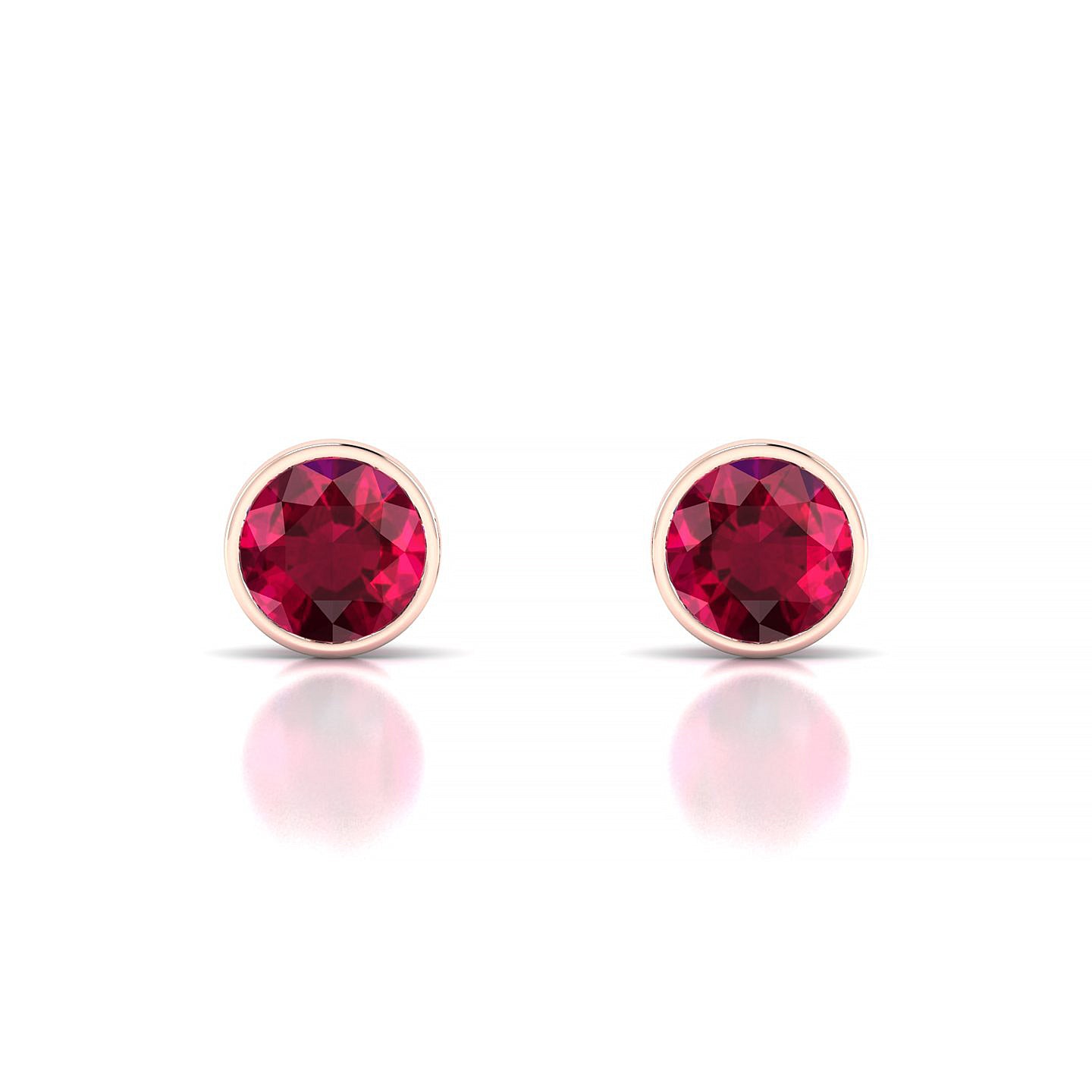 Glow | 18k Rose Gold 6 mm Round Ruby Earrings