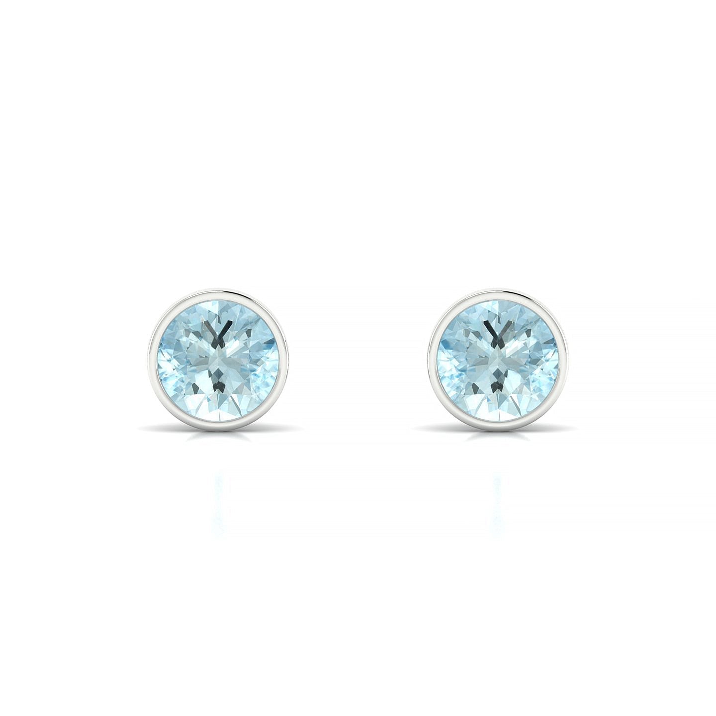 Glow | 18k White Gold 6 mm Round Aquamarine Earrings