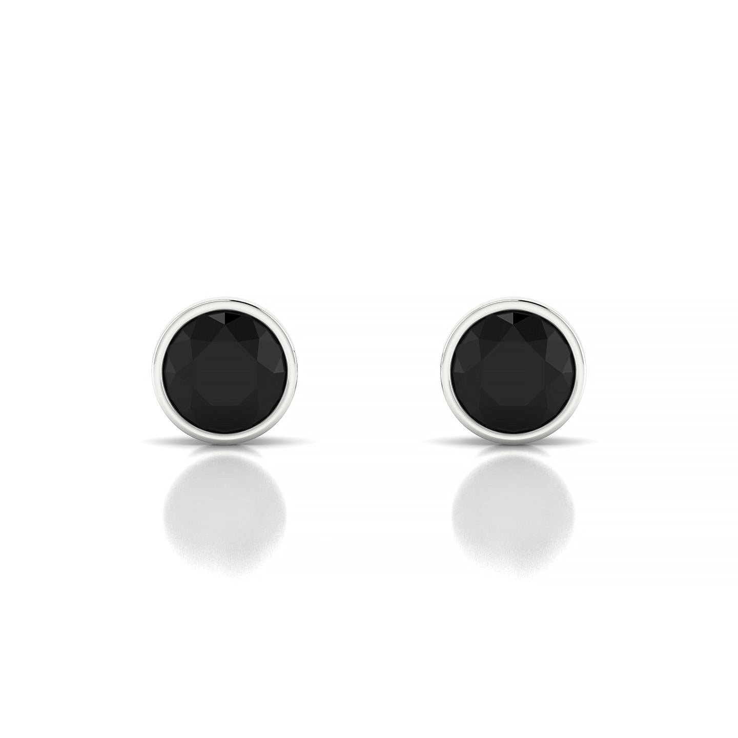 Glow | 18k White Gold 6 mm Round Black Diamond Earrings