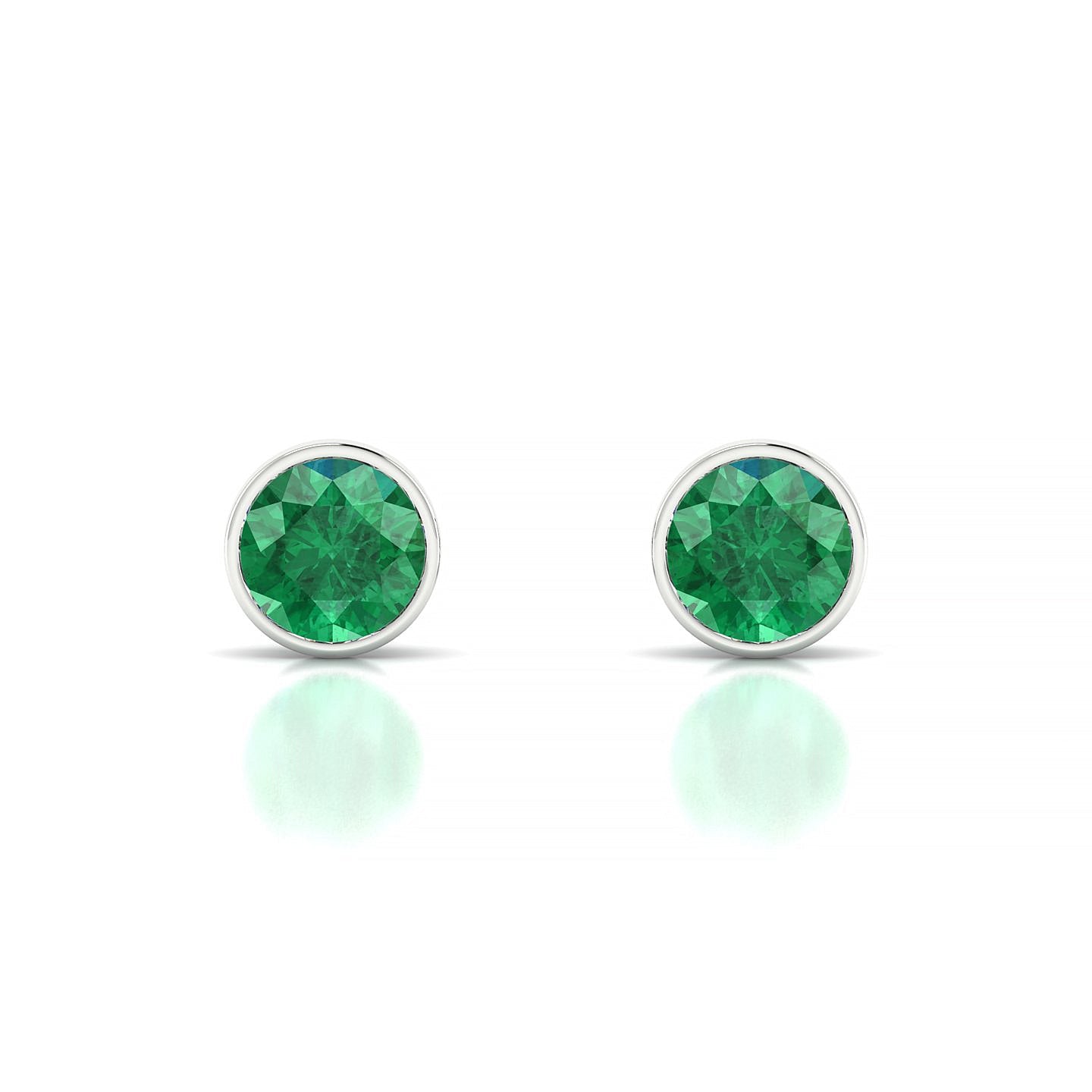 Glow | 18k White Gold 6 mm Round Emerald Earrings