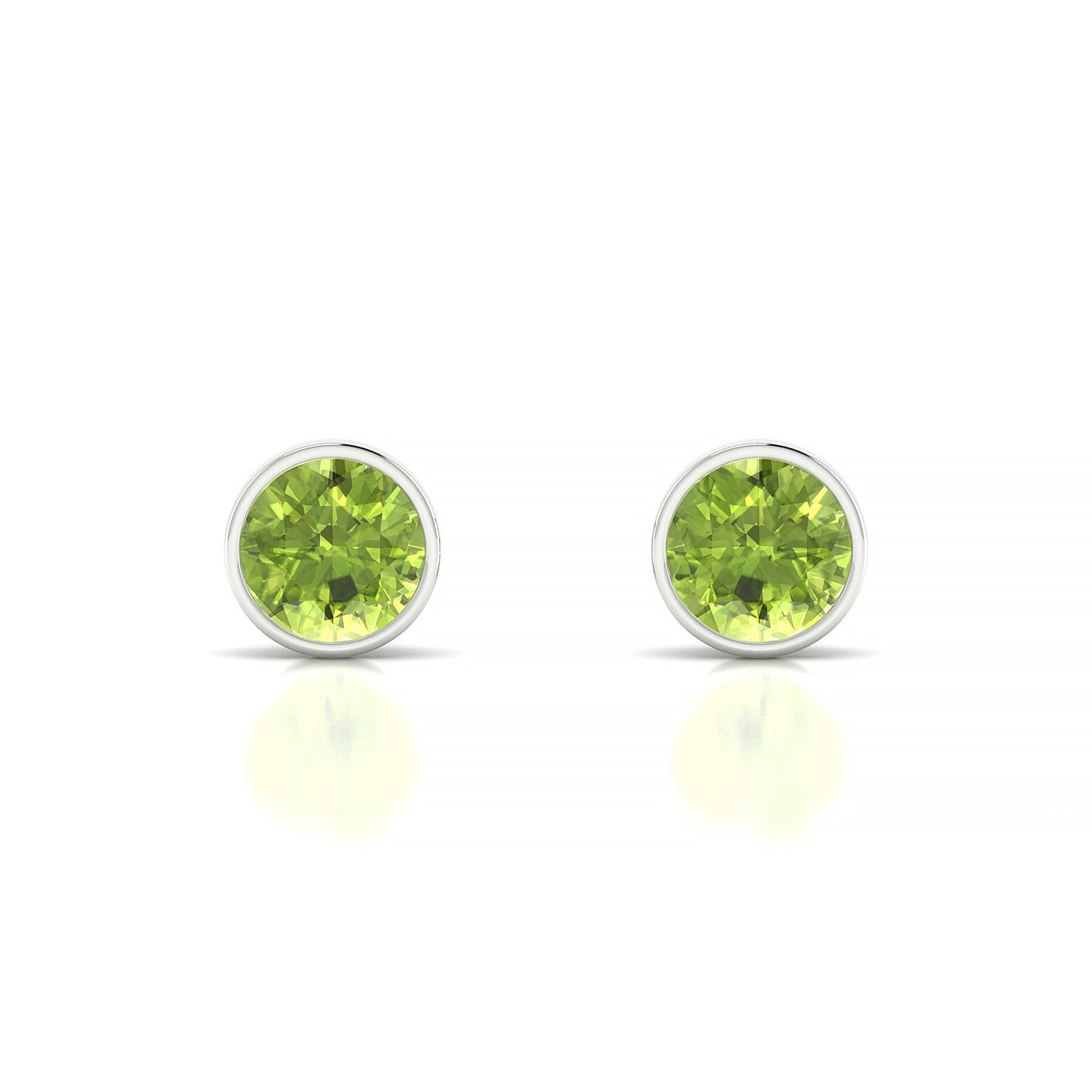 Glow | 18k White Gold 6 mm Round Peridot Earrings