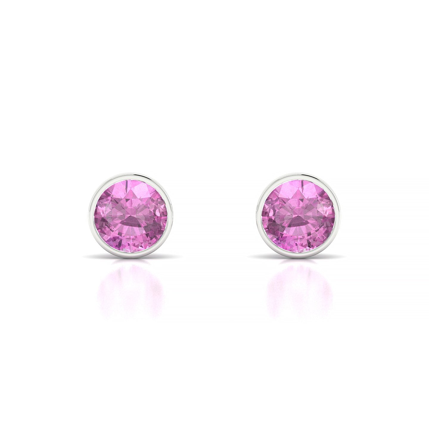 Glow | 18k White Gold 6 mm Round Pink Sapphire Earrings