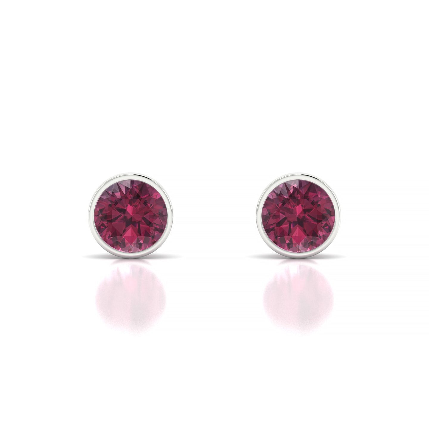 Glow | 18k White Gold 6 mm Round Rhodolite Earrings