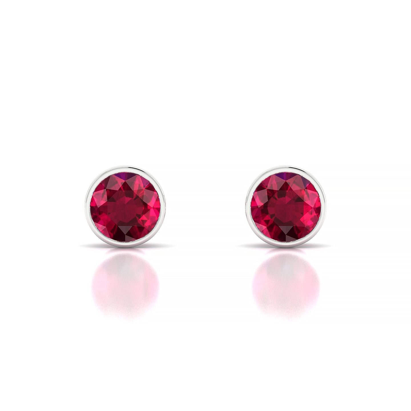Glow | 18k White Gold 6 mm Round Ruby Earrings
