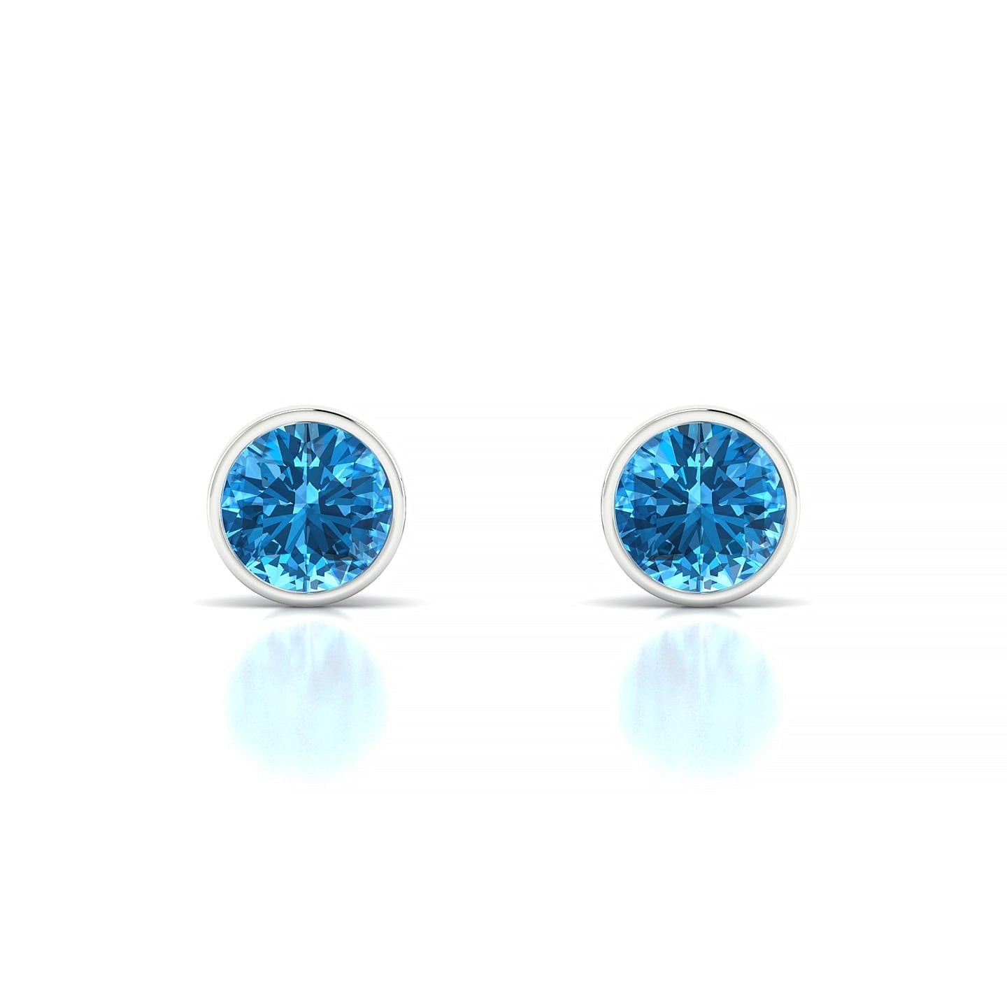 Glow | 18k White Gold 6 mm Round Topaz Earrings