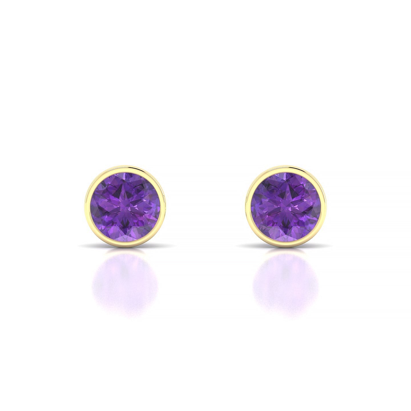 Glow | 18k Yellow Gold 6 mm Round Amethyst Earrings