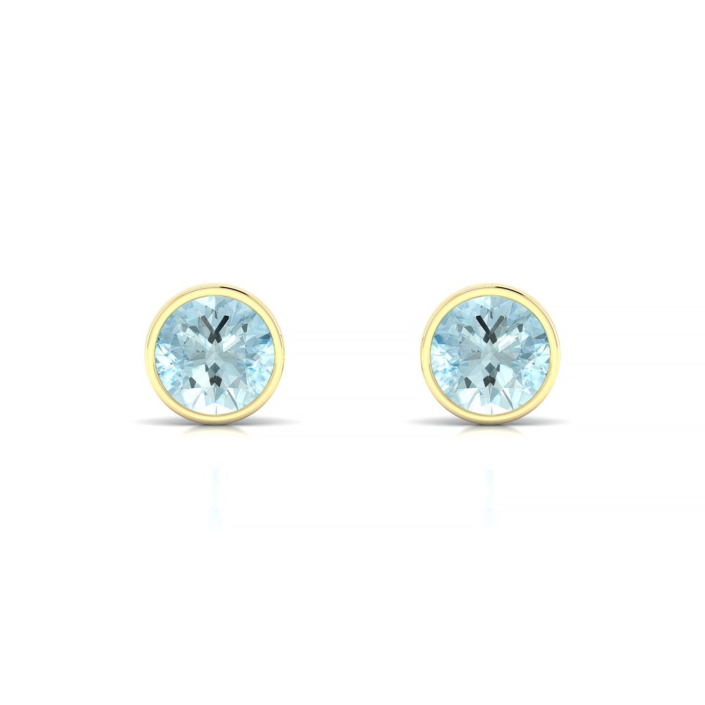 Glow | 18k Yellow Gold 6 mm Round Aquamarine Earrings
