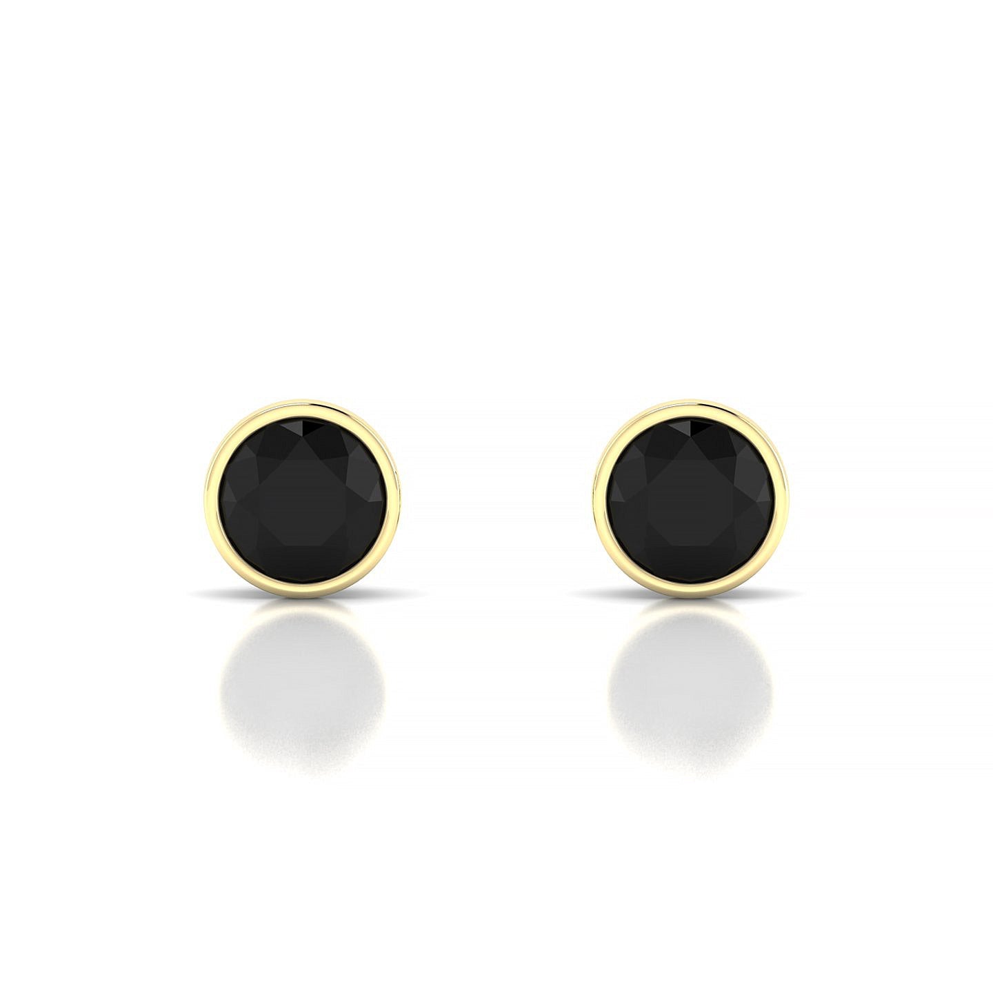 Glow | 18k Yellow Gold 6 mm Round Black Diamond Earrings