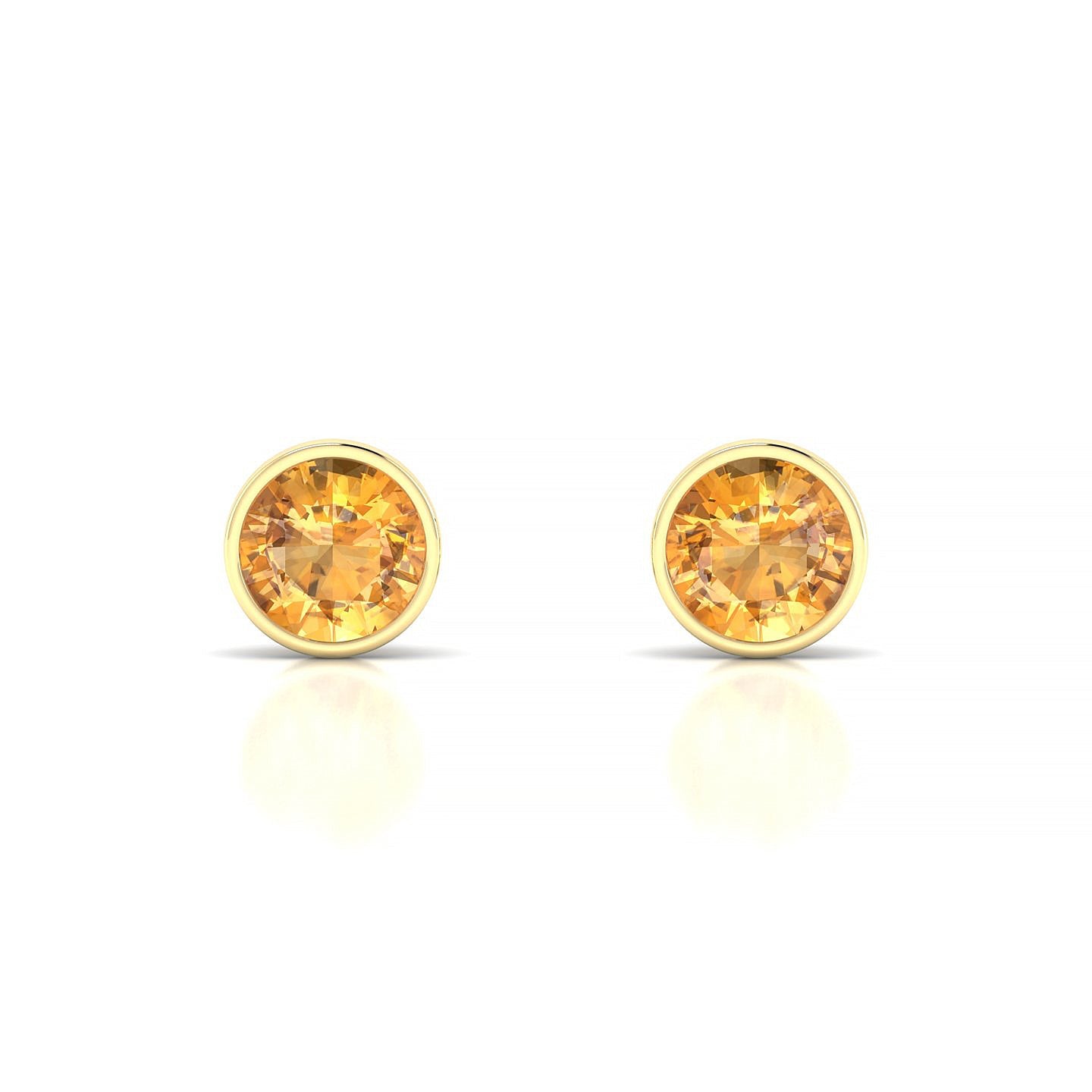 Glow | 18k Yellow Gold 6 mm Round Citrine Earrings
