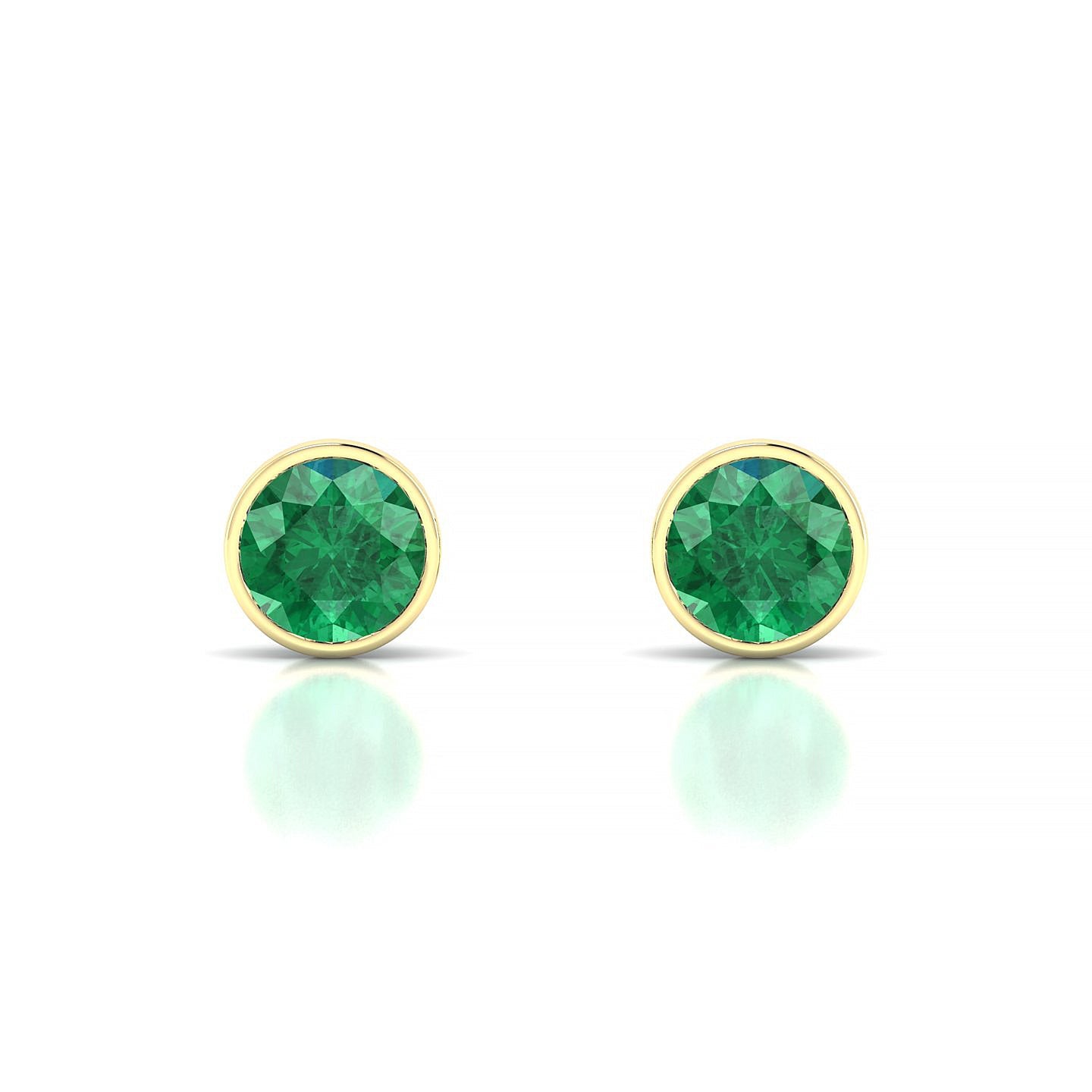 Glow | 18k Yellow Gold 6 mm Round Emerald Earrings