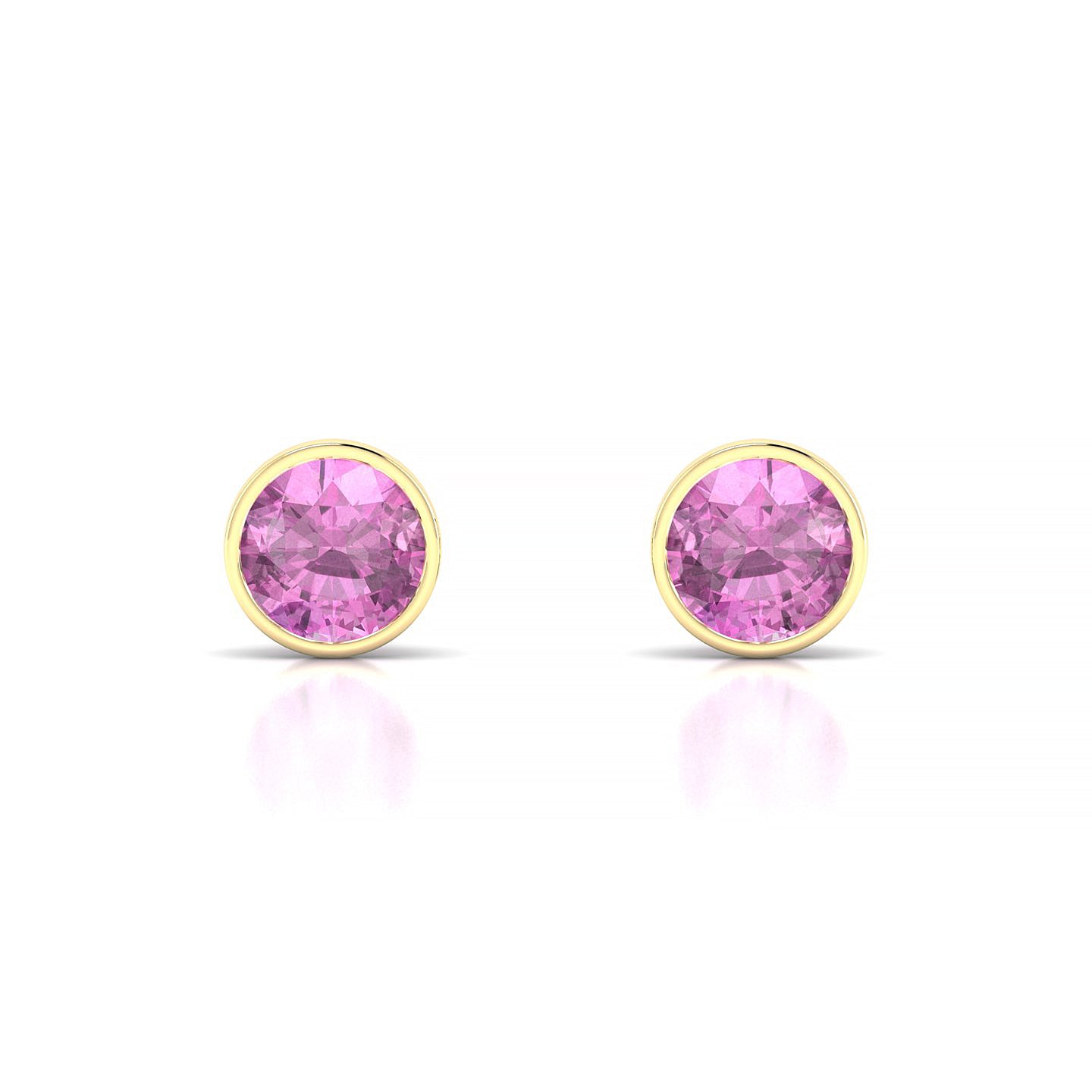 Glow | 18k Yellow Gold 6 mm Round Pink Sapphire Earrings