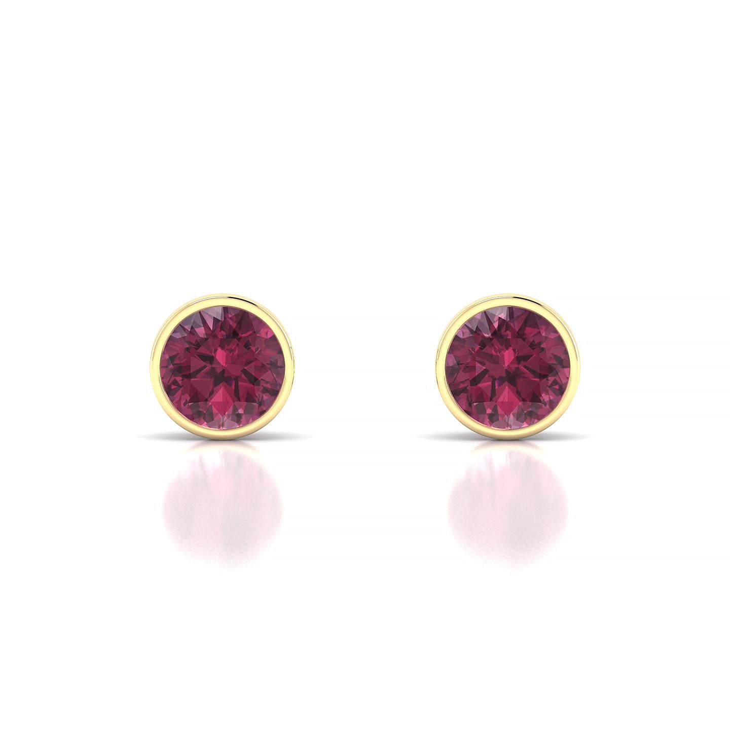 Glow | 18k Yellow Gold 6 mm Round Rhodolite Earrings