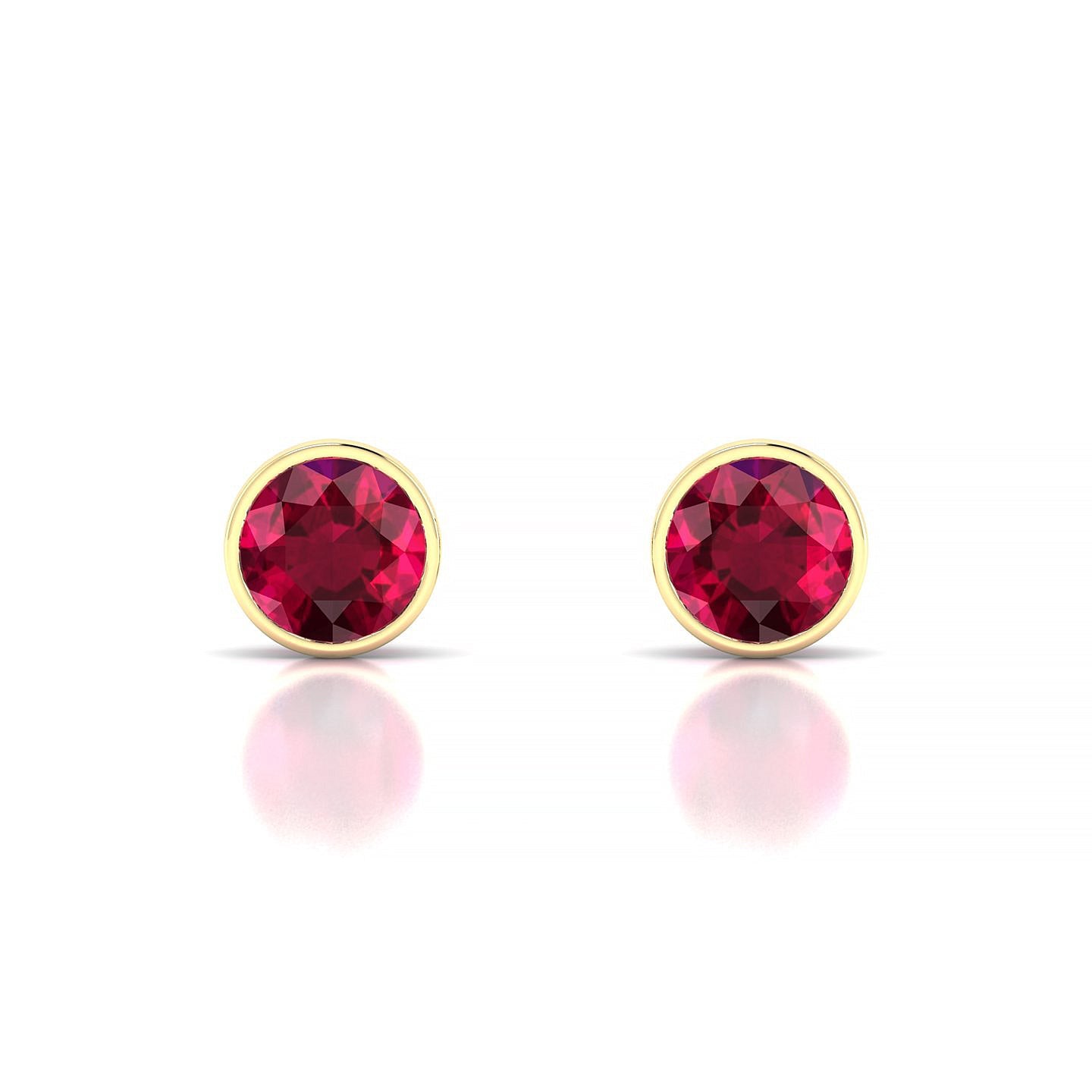 Glow | 18k Yellow Gold 6 mm Round Ruby Earrings