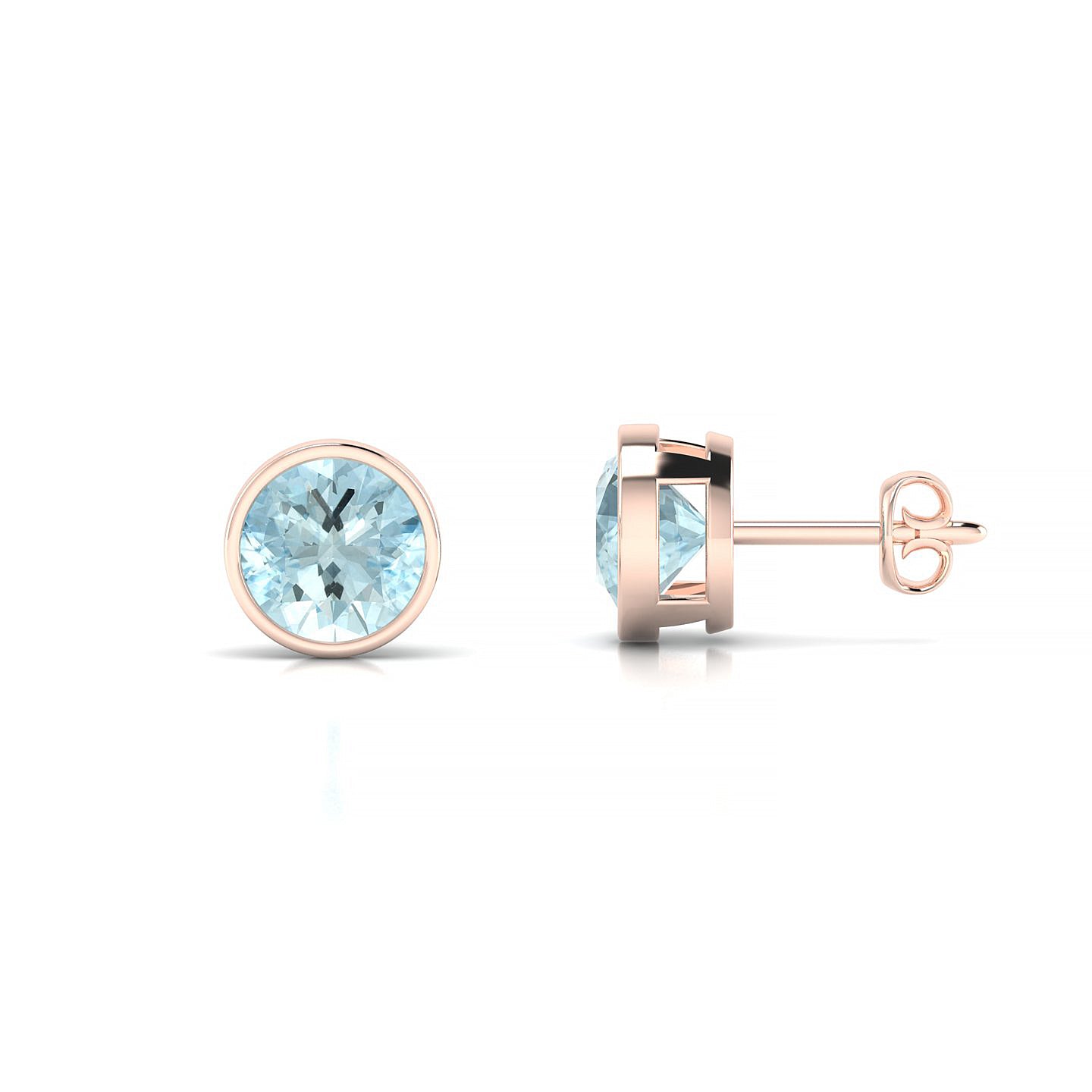 Glow | 18k Rose Gold 6 mm Round Aquamarine Earrings