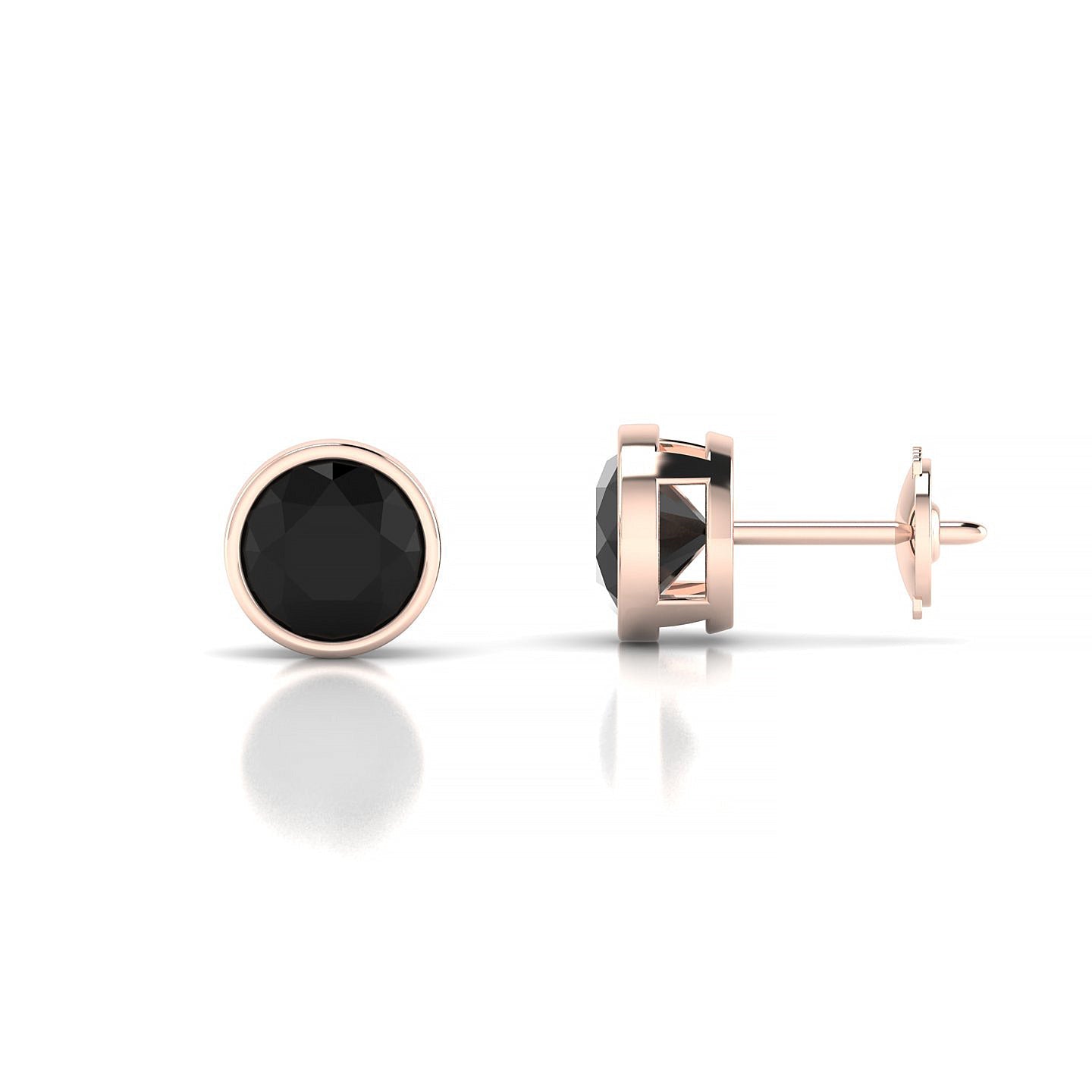 Glow | 18k Rose Gold 6 mm Round Black Diamond Earrings