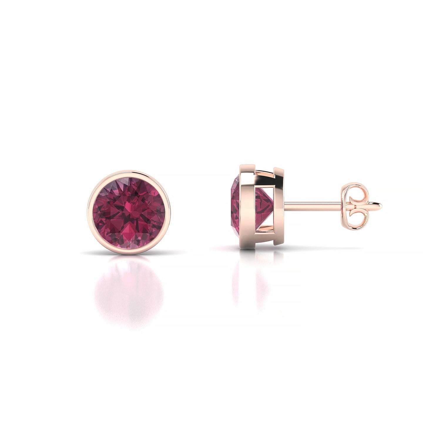 Glow | 18k Rose Gold 6 mm Round Rhodolite Earrings