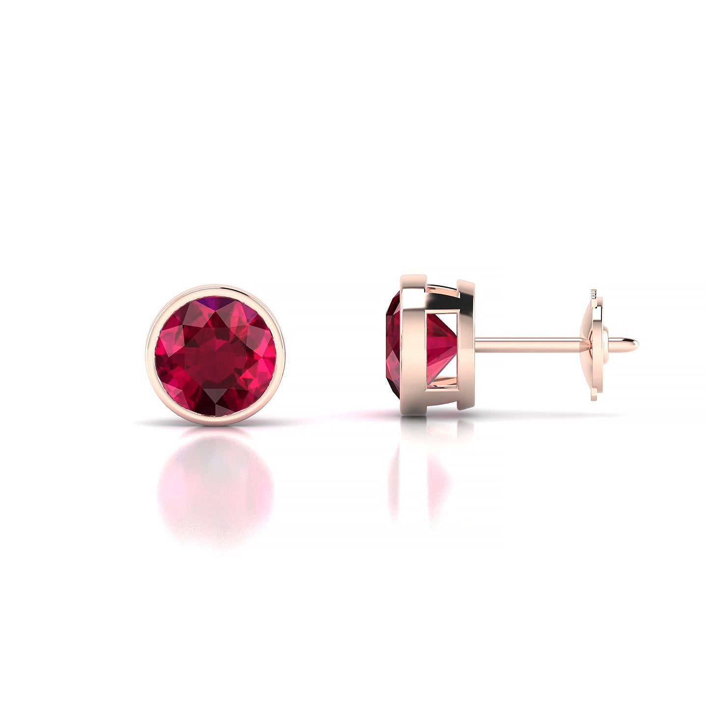 Glow | 18k Rose Gold 6 mm Round Ruby Earrings