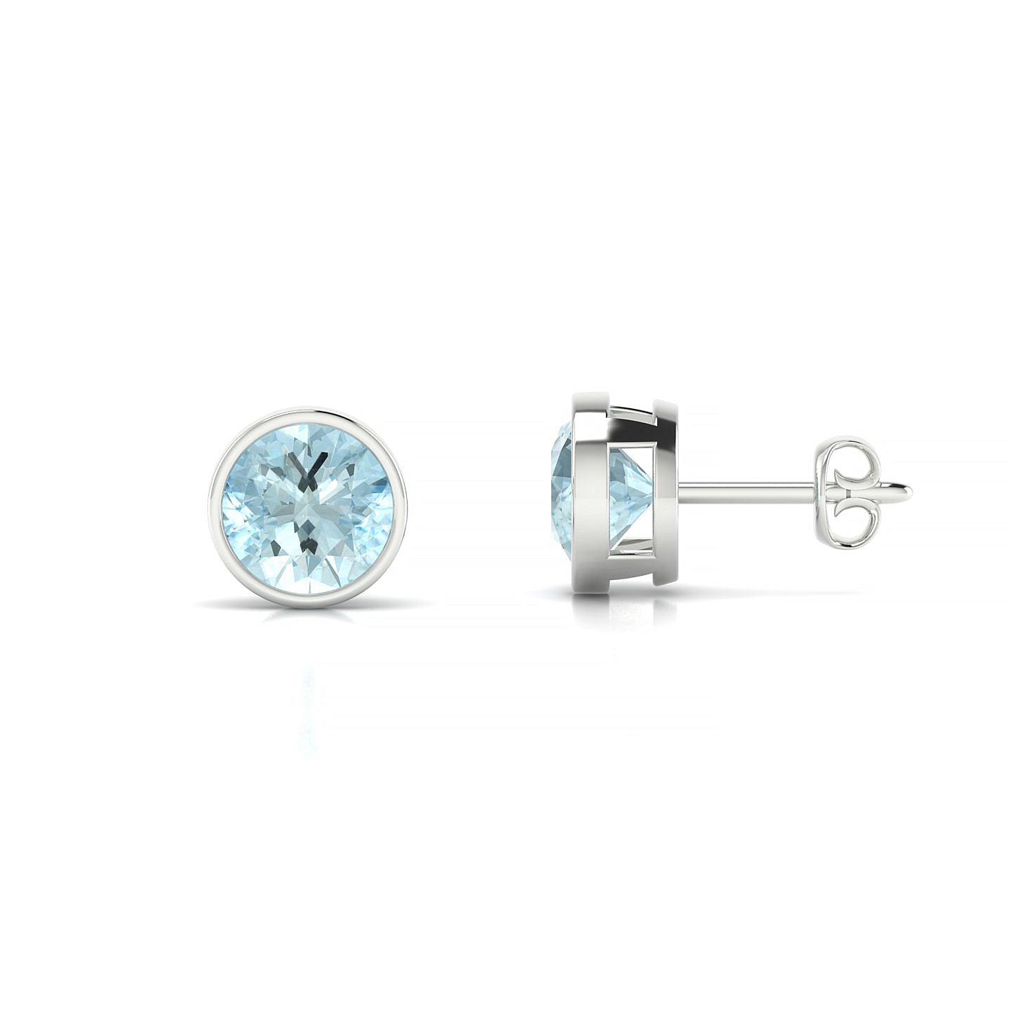 Glow | 18k White Gold 6 mm Round Aquamarine Earrings