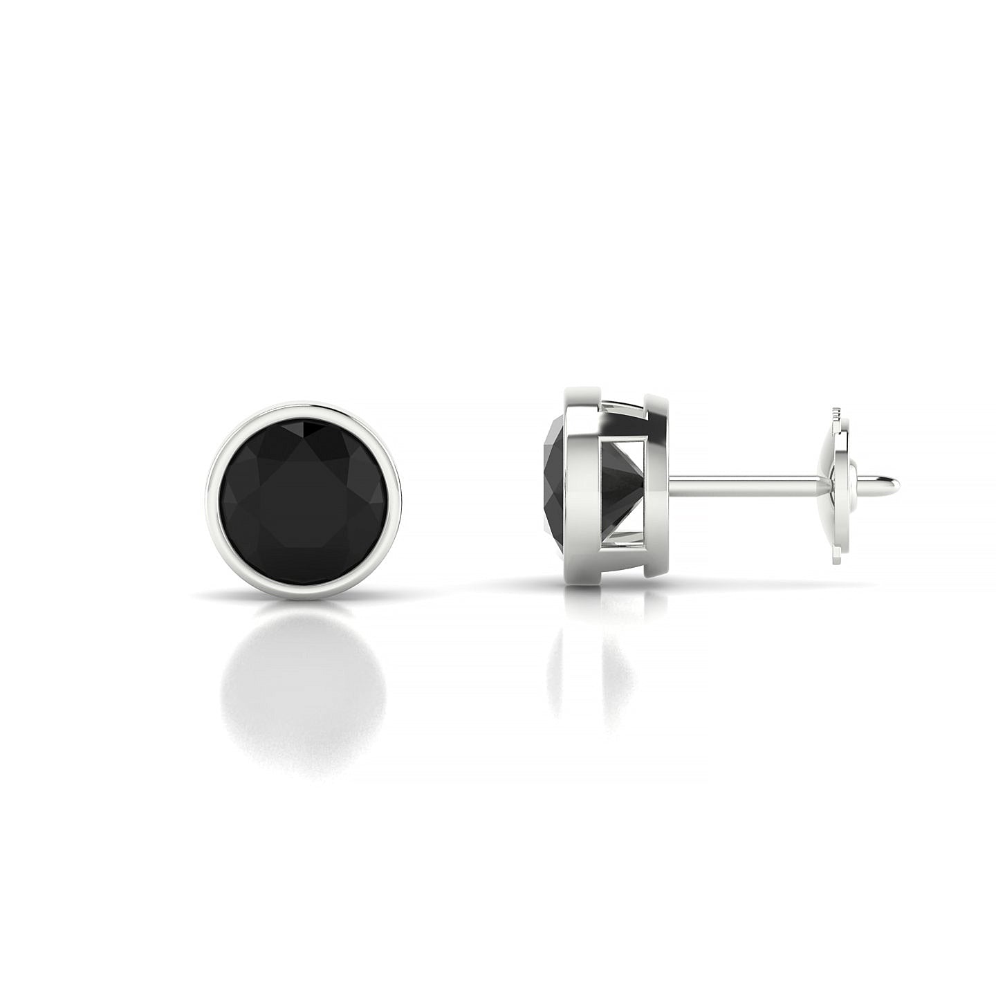 Glow | 18k White Gold 6 mm Round Black Diamond Earrings