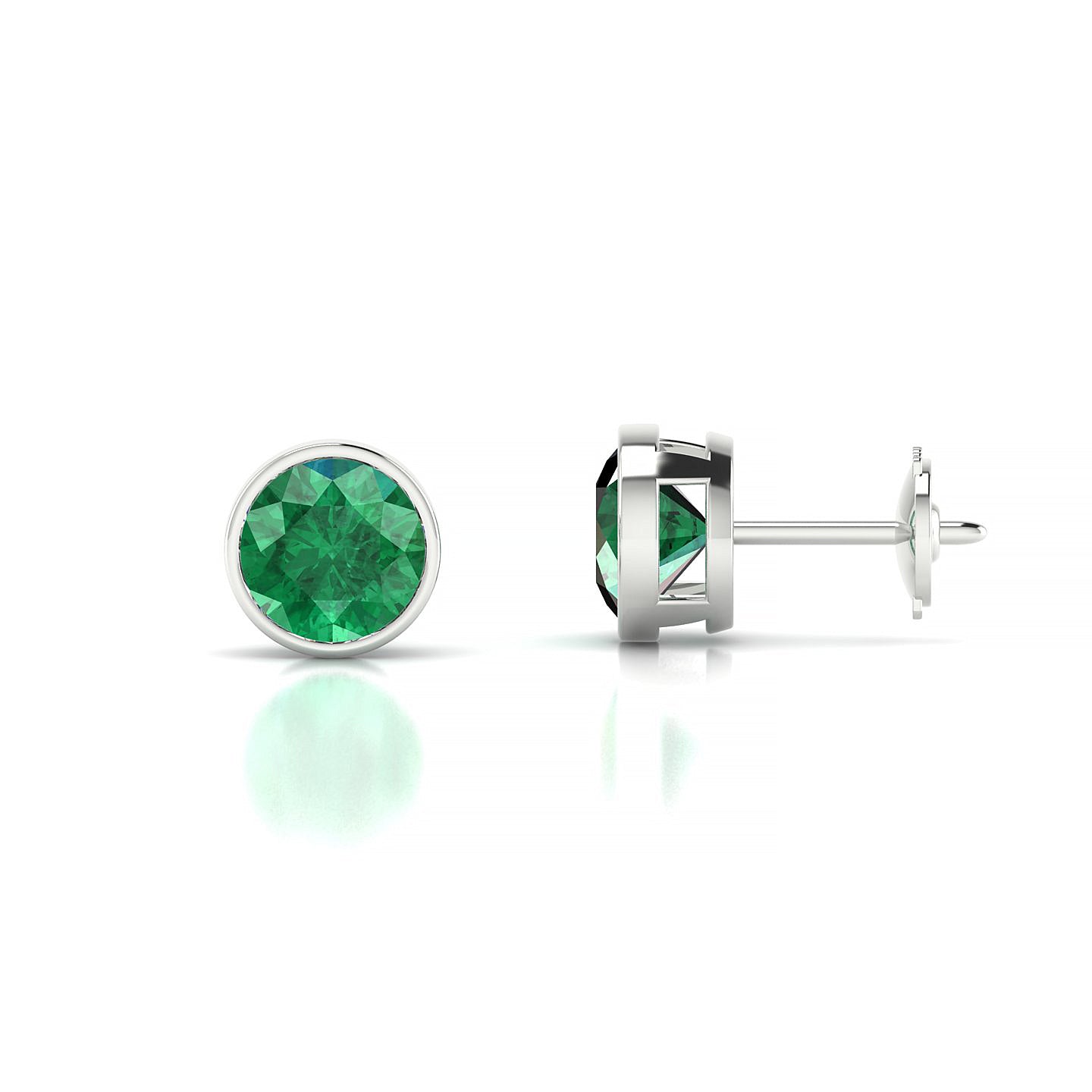 Glow | 18k White Gold 6 mm Round Emerald Earrings