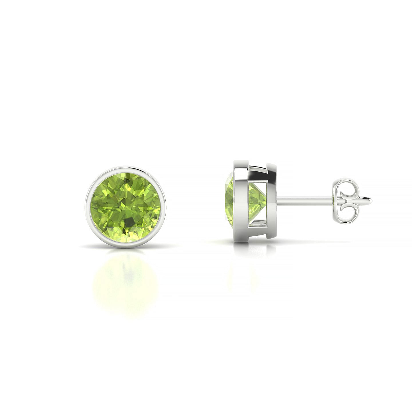 Glow | 18k White Gold 6 mm Round Peridot Earrings