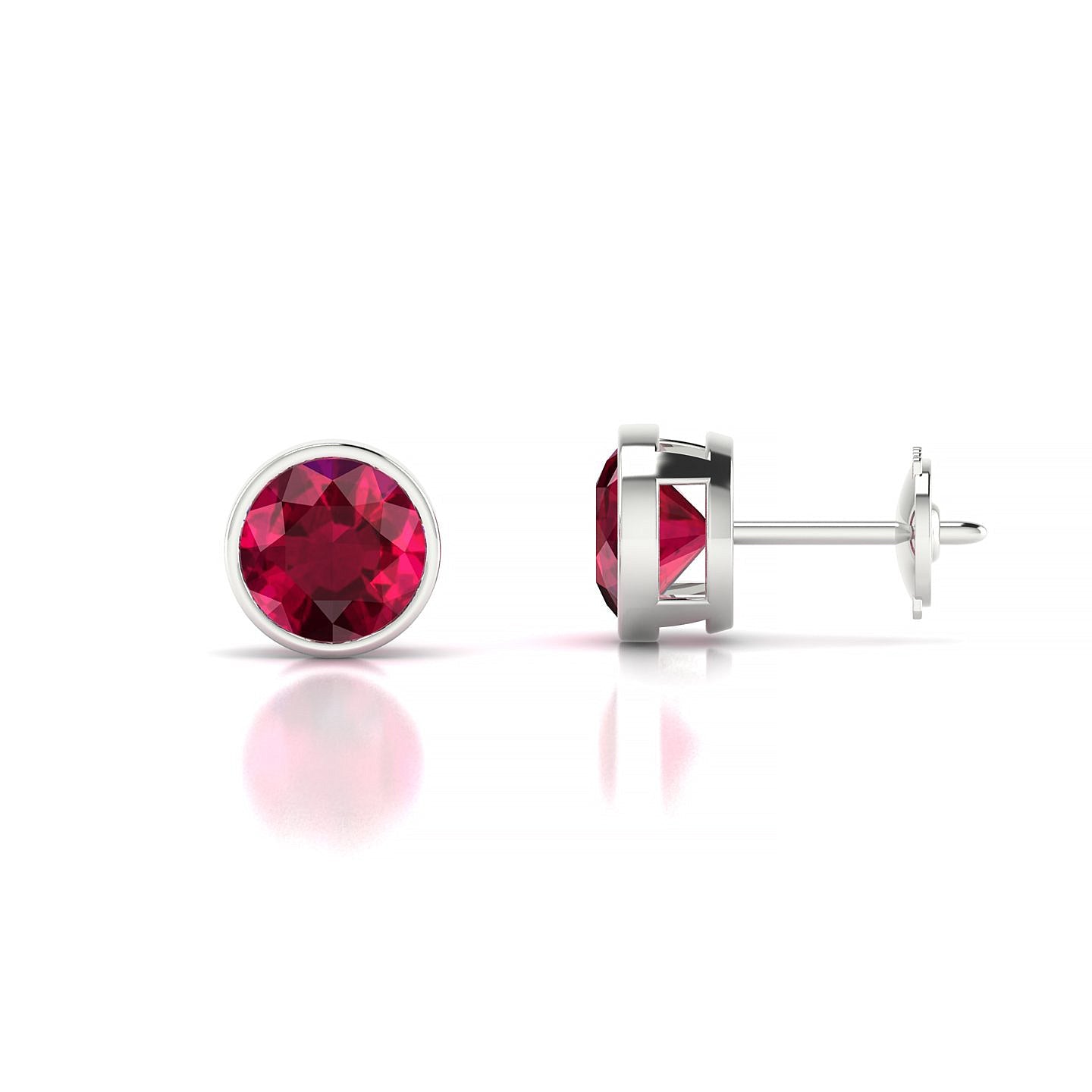 Glow | 18k White Gold 6 mm Round Ruby Earrings