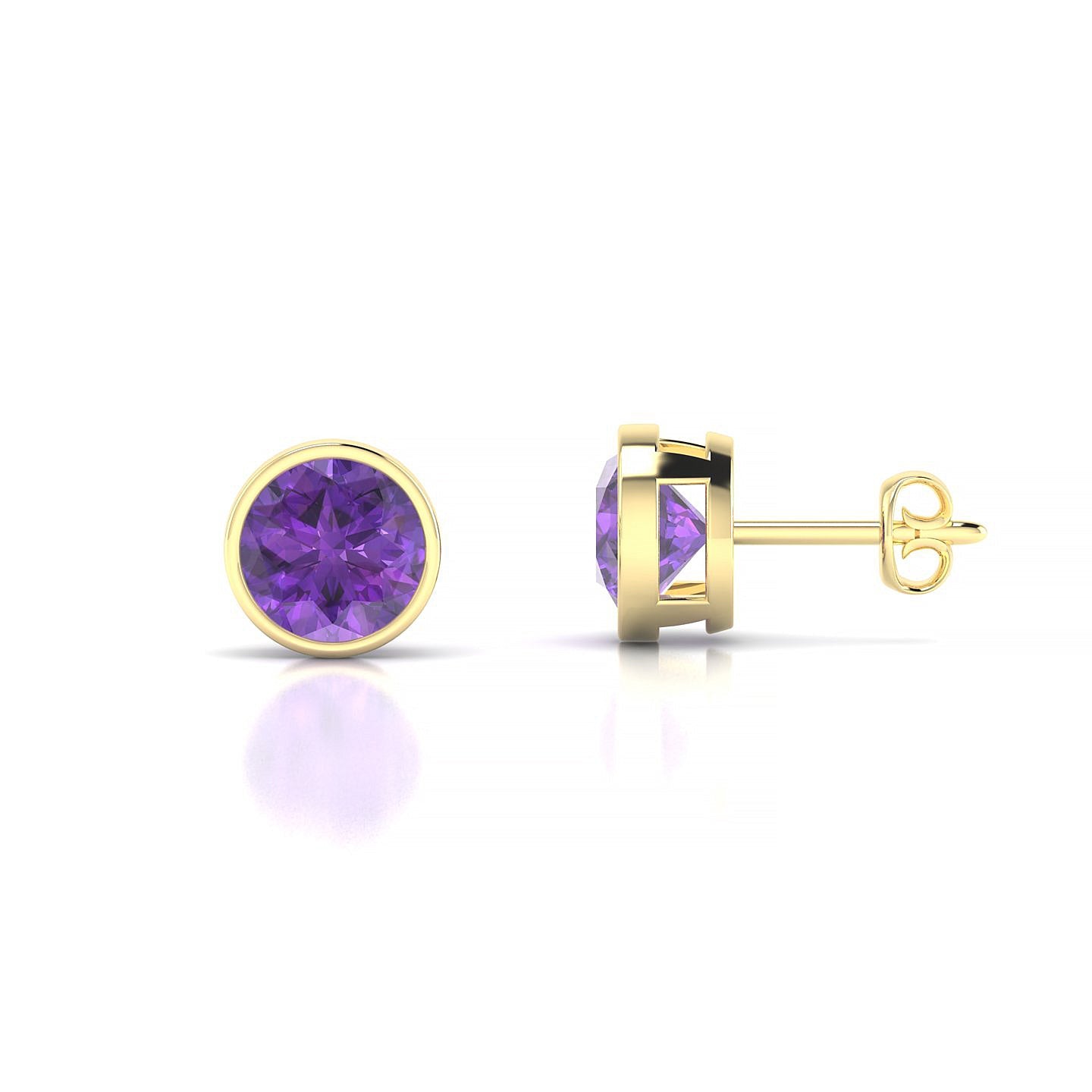 Glow | 18k Yellow Gold 6 mm Round Amethyst Earrings