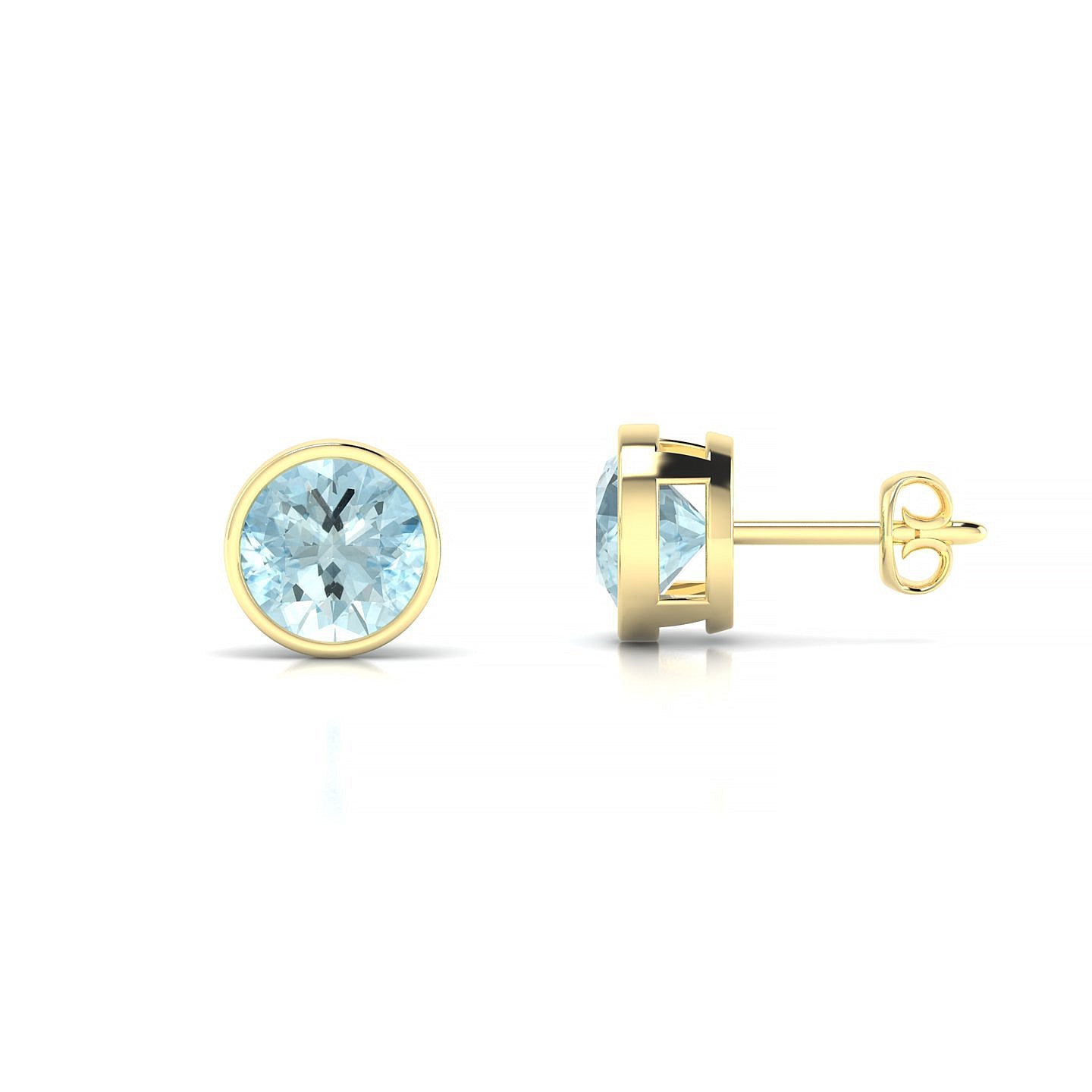 Glow | 18k Yellow Gold 6 mm Round Aquamarine Earrings