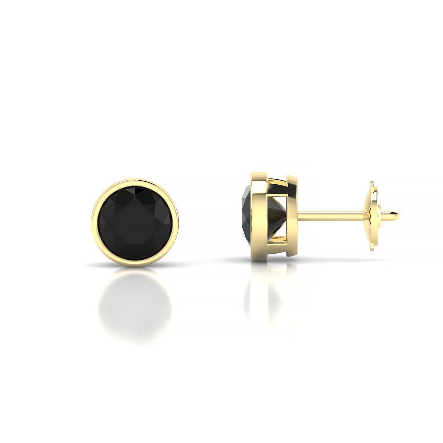 Glow | 18k Yellow Gold 6 mm Round Black Diamond Earrings