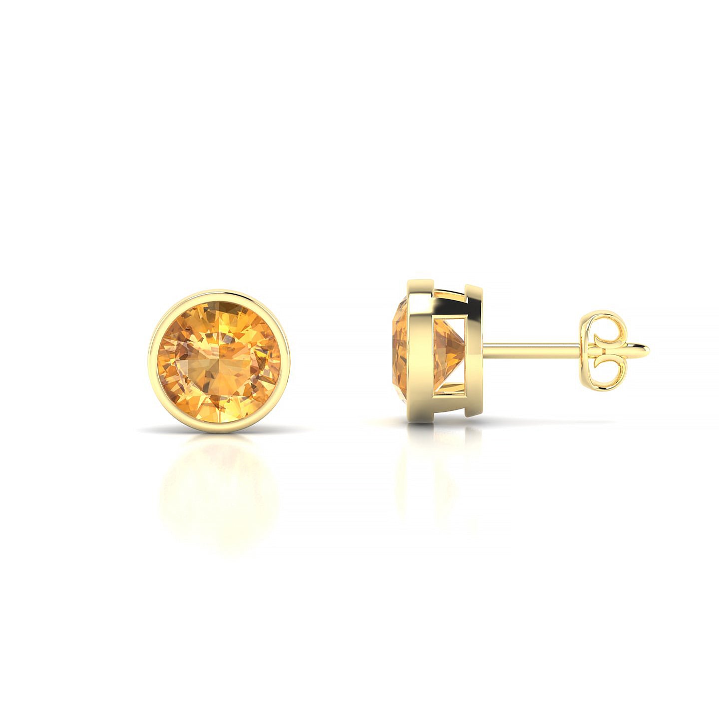 Glow | 18k Yellow Gold 6 mm Round Citrine Earrings