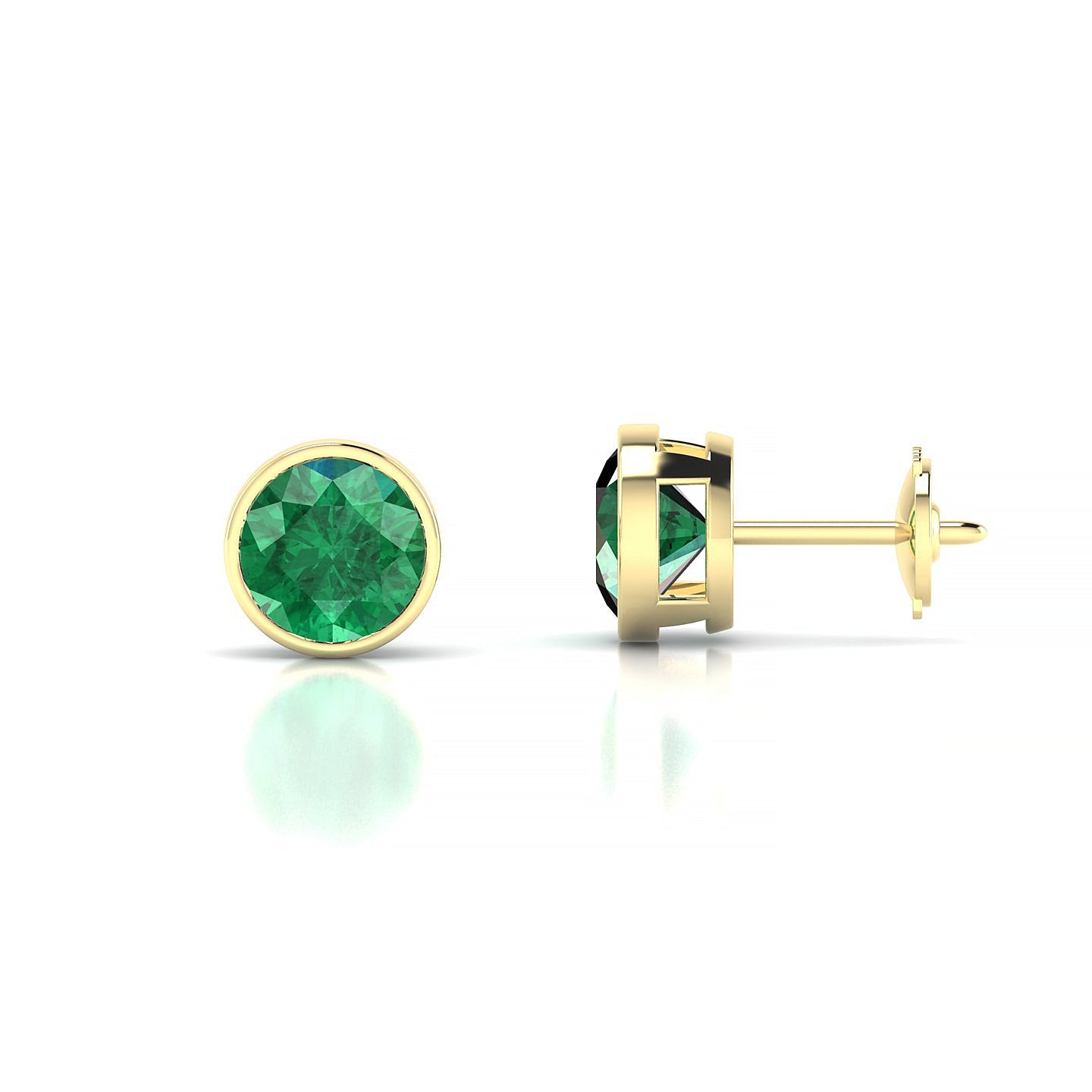 Glow | 18k Yellow Gold 6 mm Round Emerald Earrings