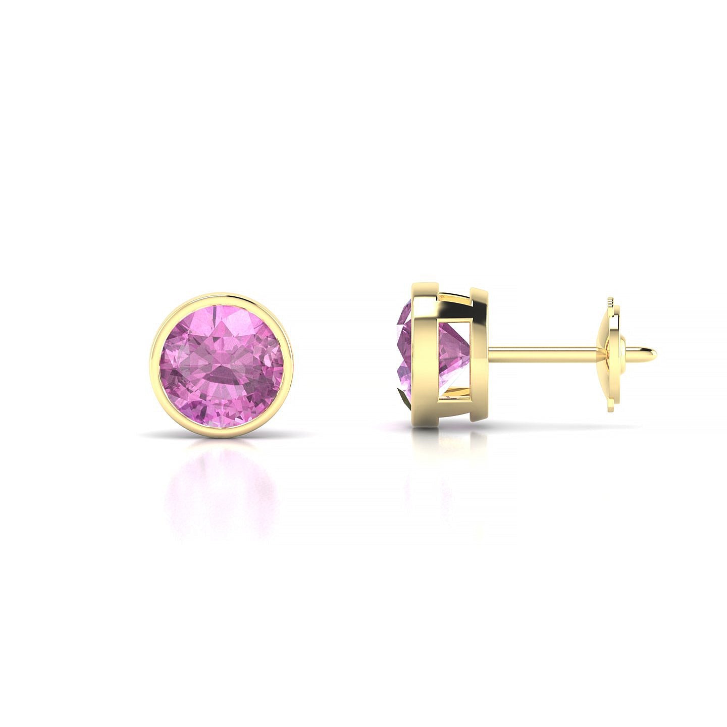 Glow | 18k Yellow Gold 6 mm Round Pink Sapphire Earrings