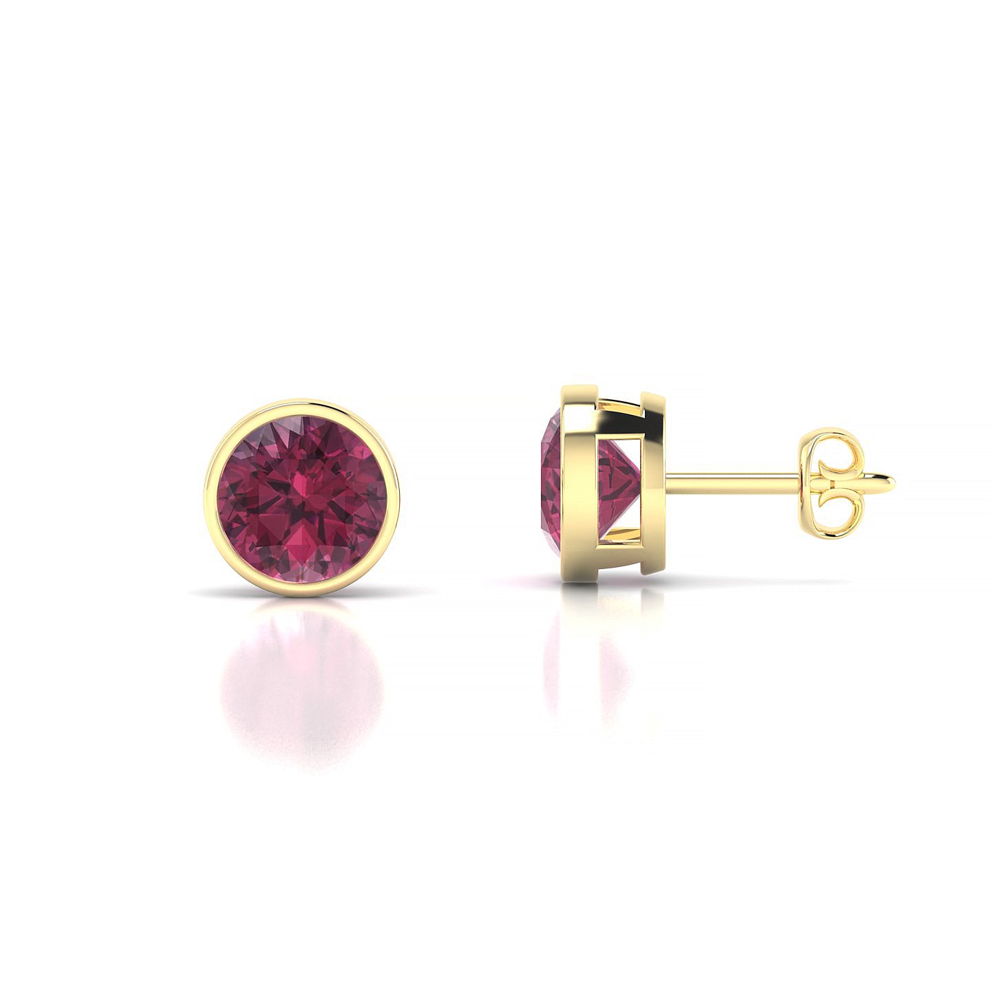 Glow | 18k Yellow Gold 6 mm Round Rhodolite Earrings
