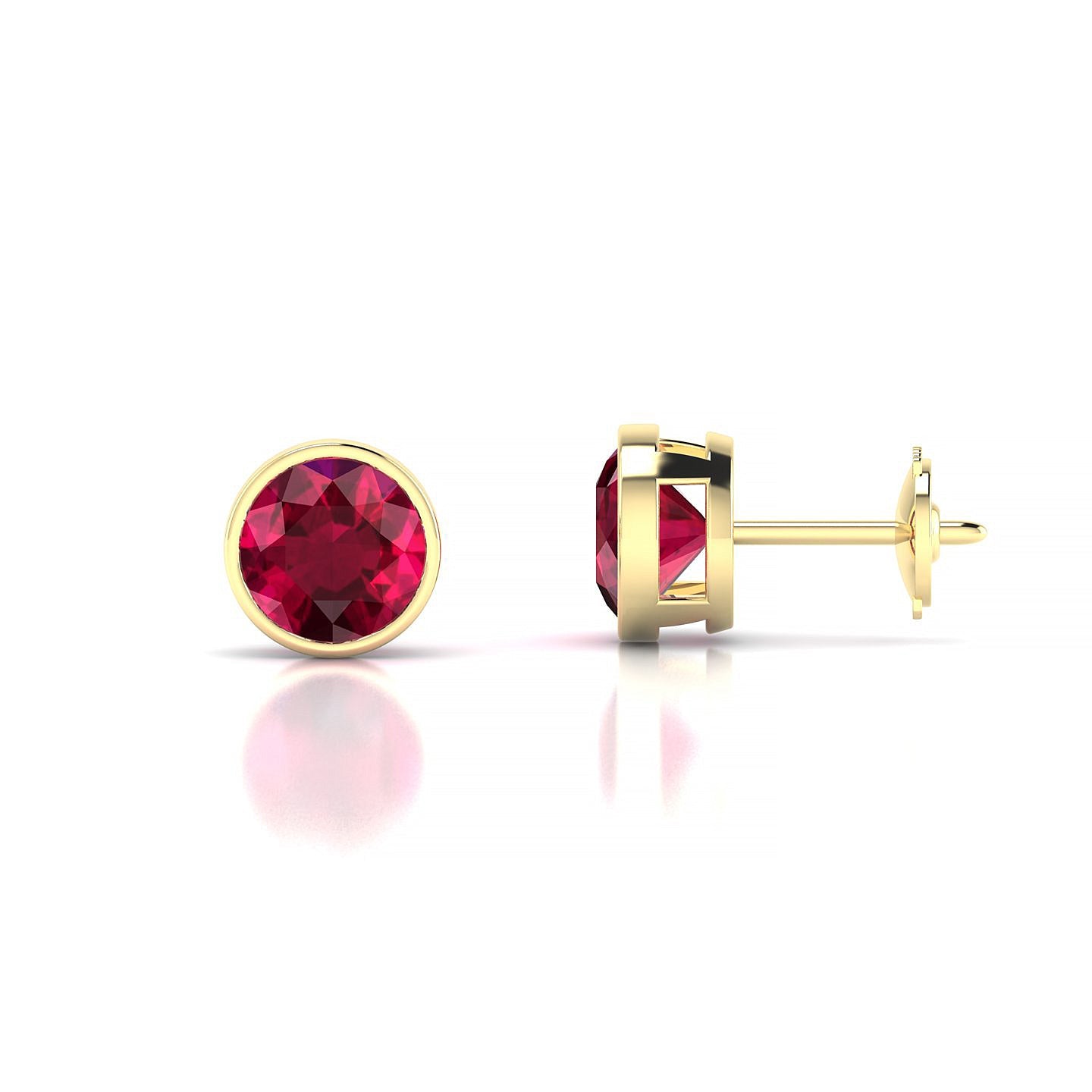 Glow | 18k Yellow Gold 6 mm Round Ruby Earrings