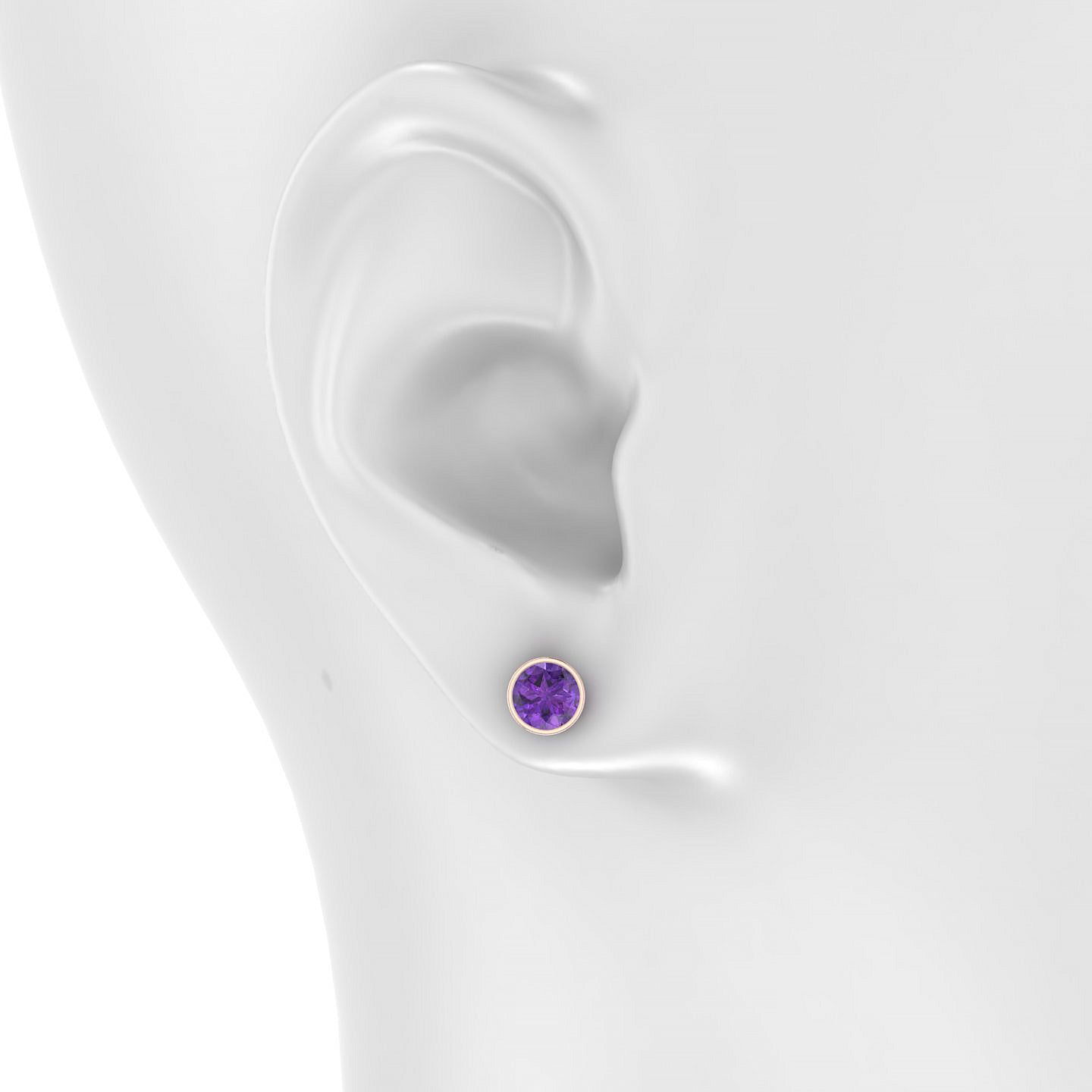 Glow | 18k Rose Gold 6 mm Round Amethyst Earrings