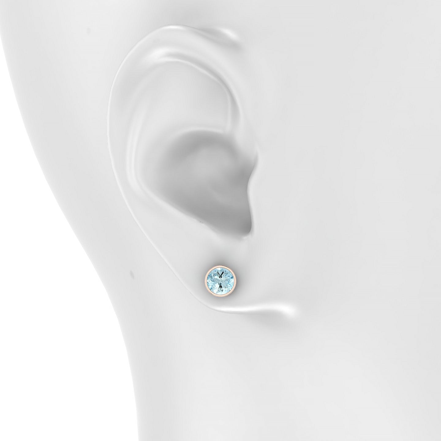 Glow | 18k Rose Gold 6 mm Round Aquamarine Earrings
